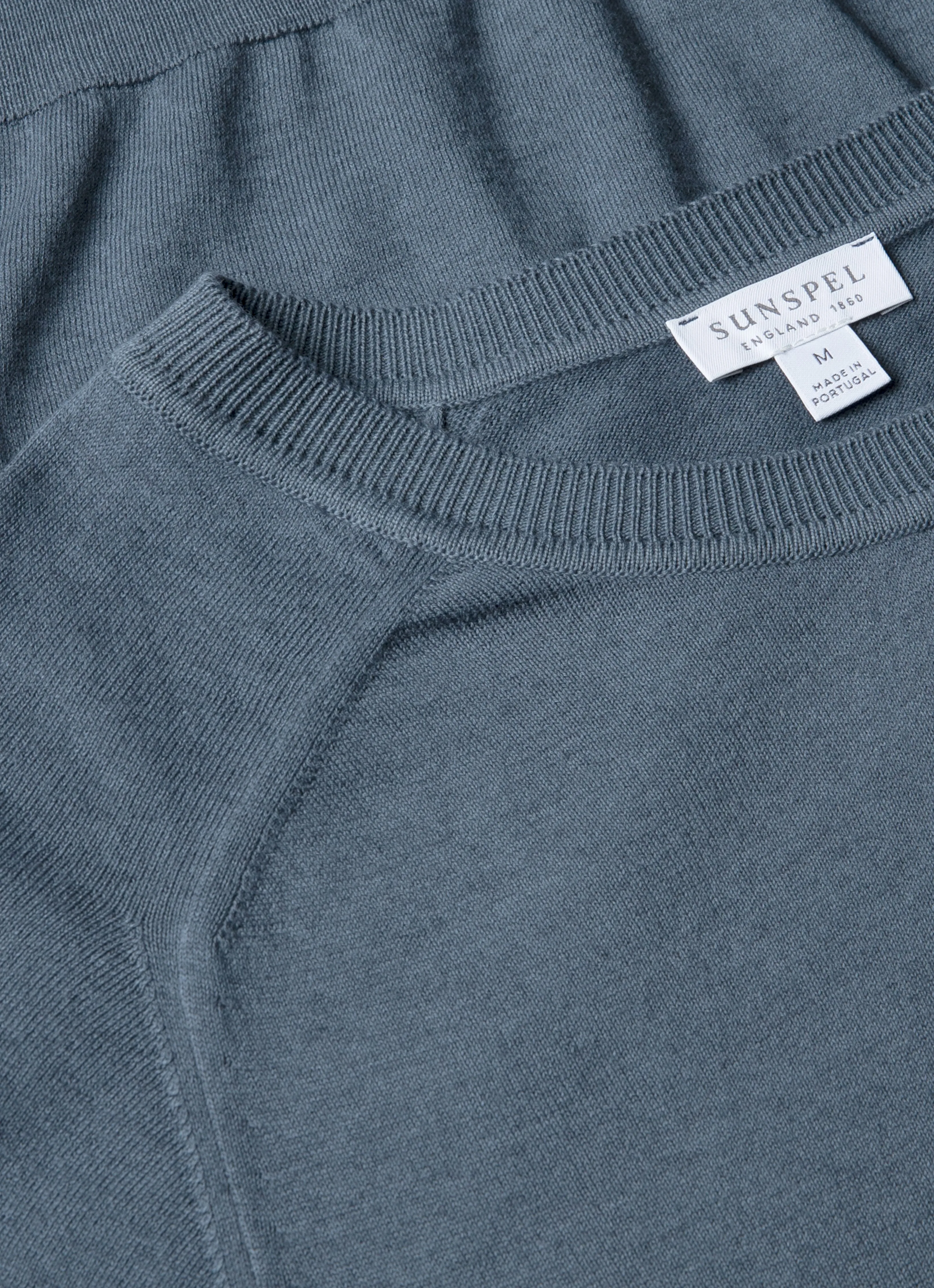 Men's Sea Island Cashmere Crew Neck Jumper in Slate Blue Home Casual