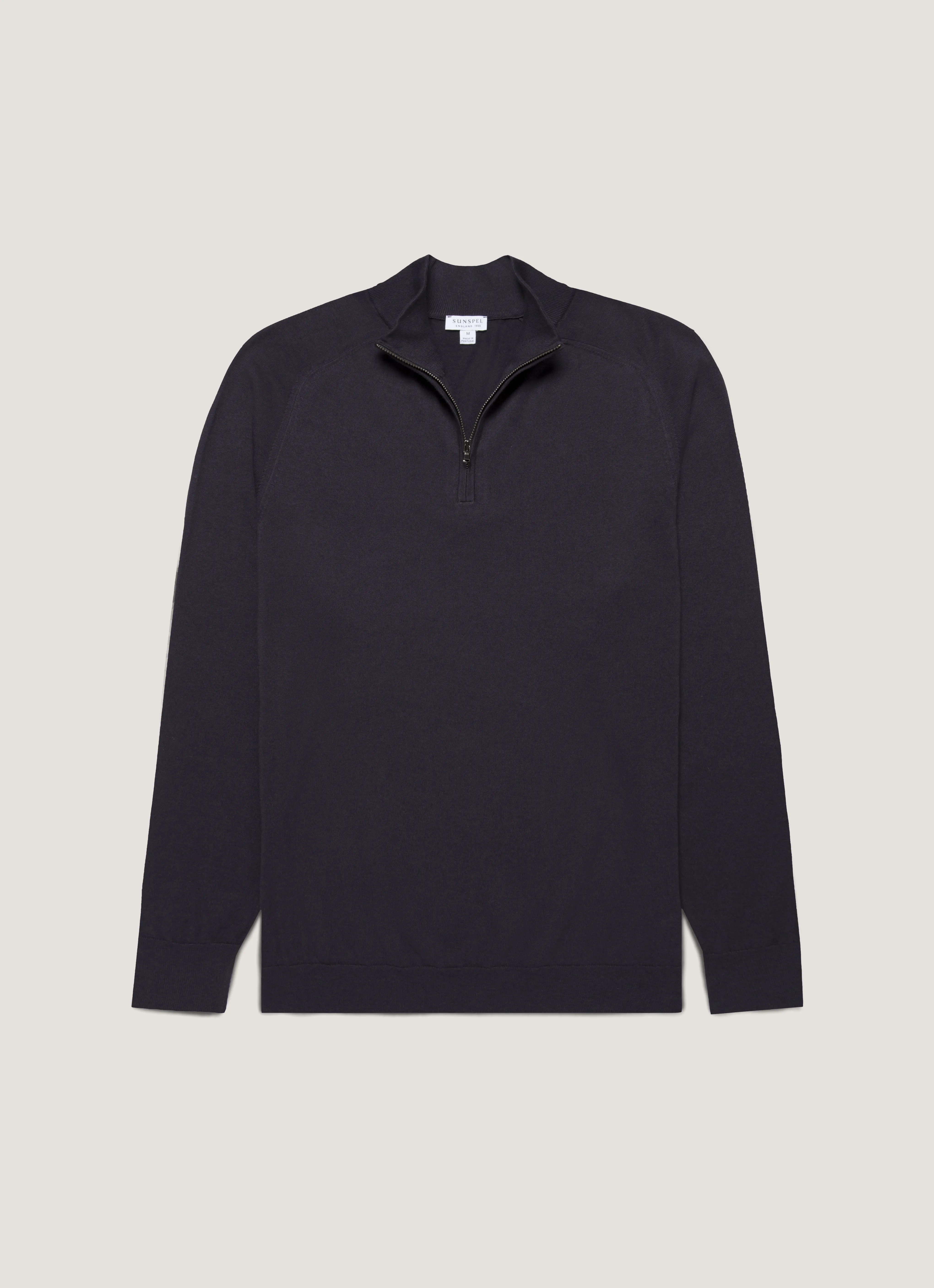 Men's Sea Island Cashmere Half Zip in Midnight Navy Simple Casual Style