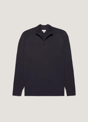 Men's Sea Island Cashmere Half Zip in Midnight Navy Simple Casual Style