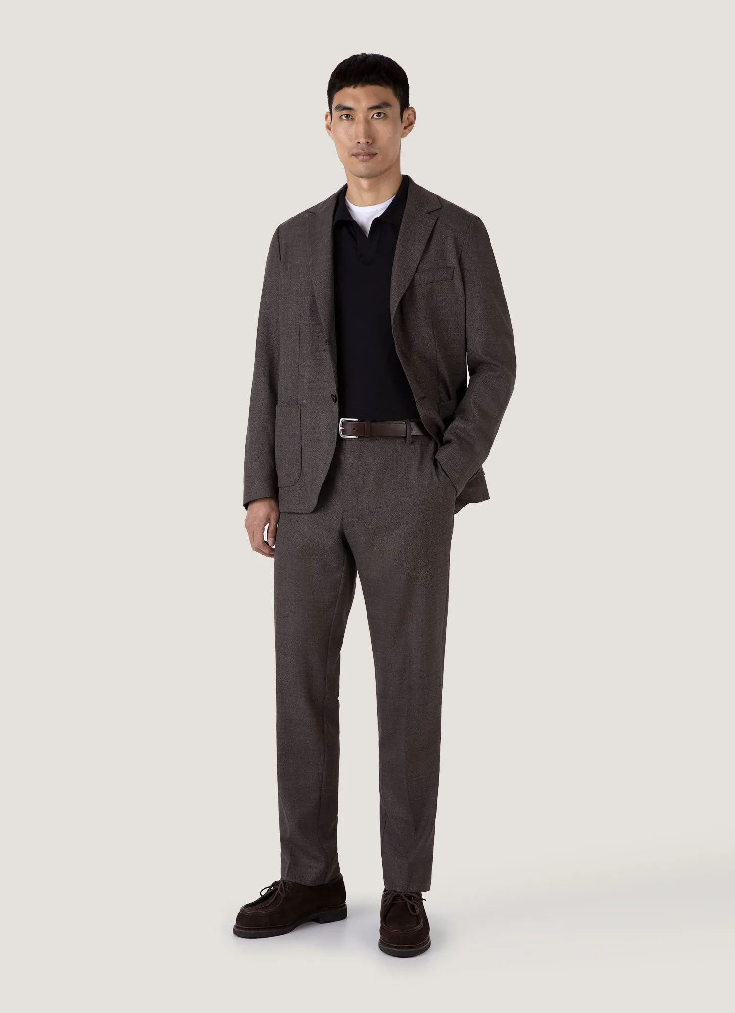 Ribbed Detailing Daily Casual Style Men's Sea Island Cashmere Polo Shirt in Black