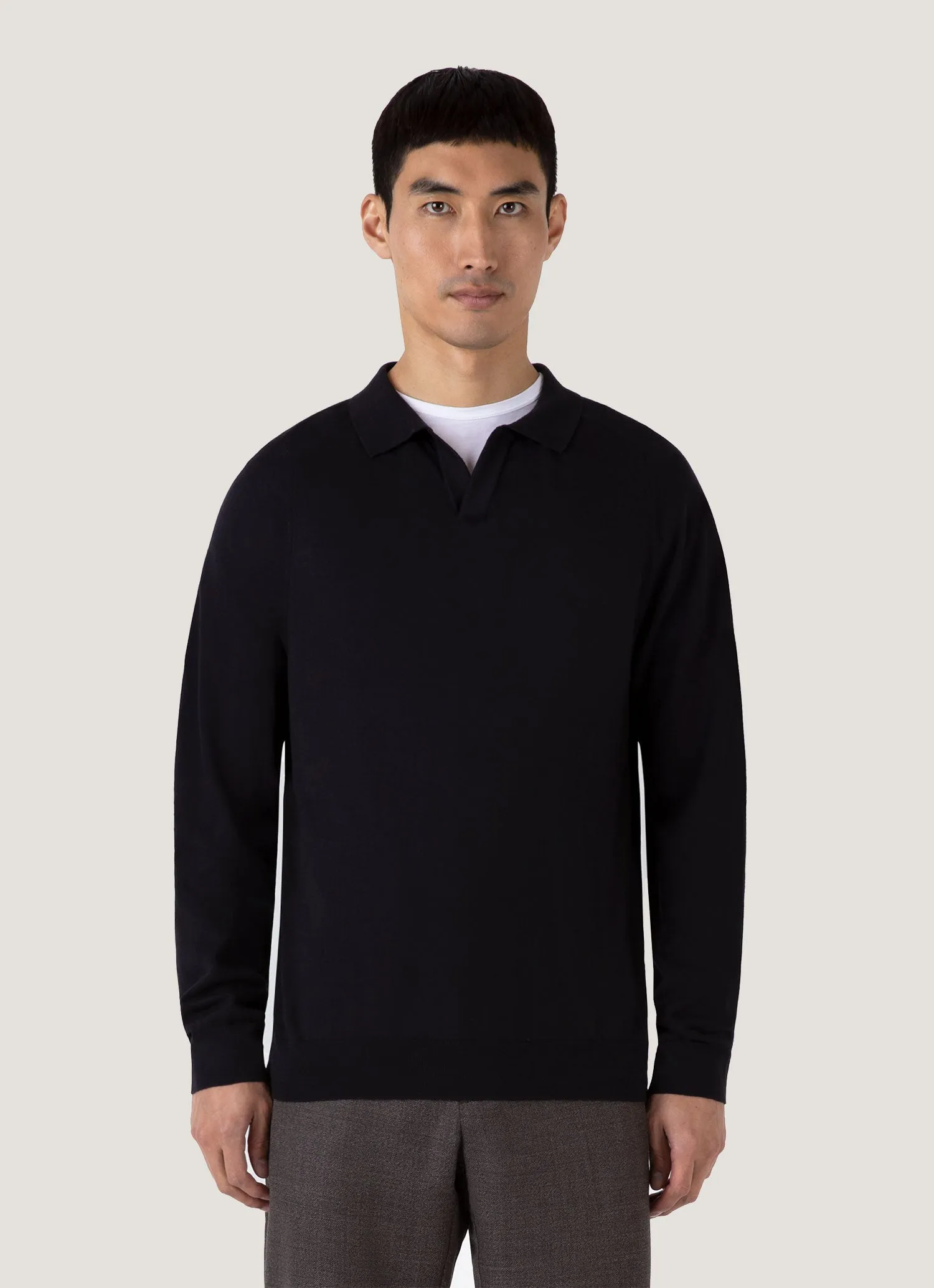 Smart touch Men's Sea Island Cashmere Polo Shirt in Black