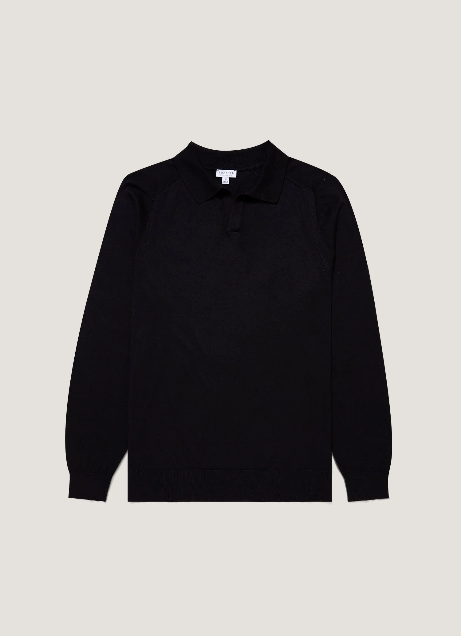 Men's Sea Island Cashmere Polo Shirt in Black Waffle Knit Texture Plush Texture