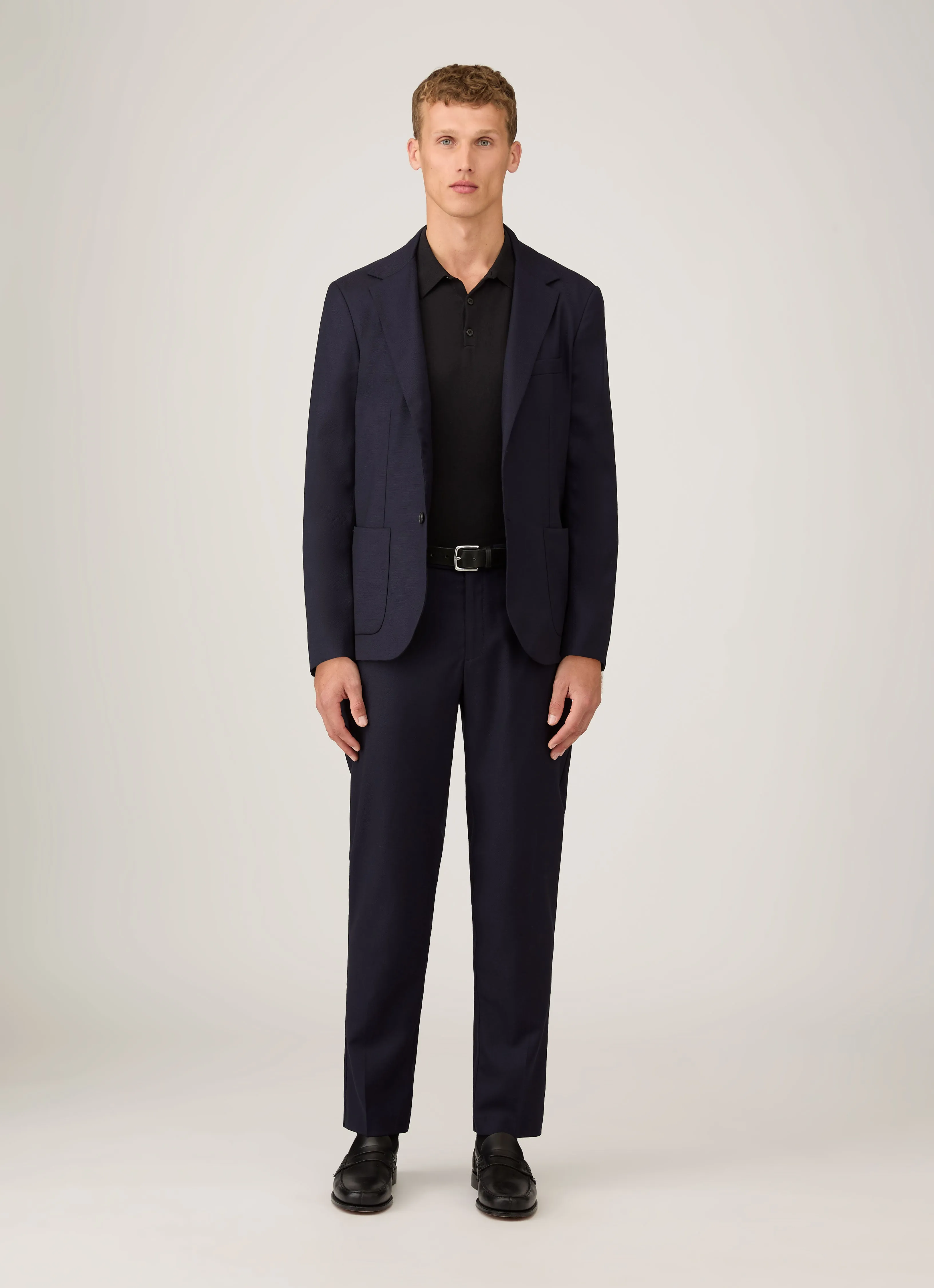 Men's Sea Island Cotton Knit Polo Shirt in Black MicrofiberBlend Texture Breathable Lining