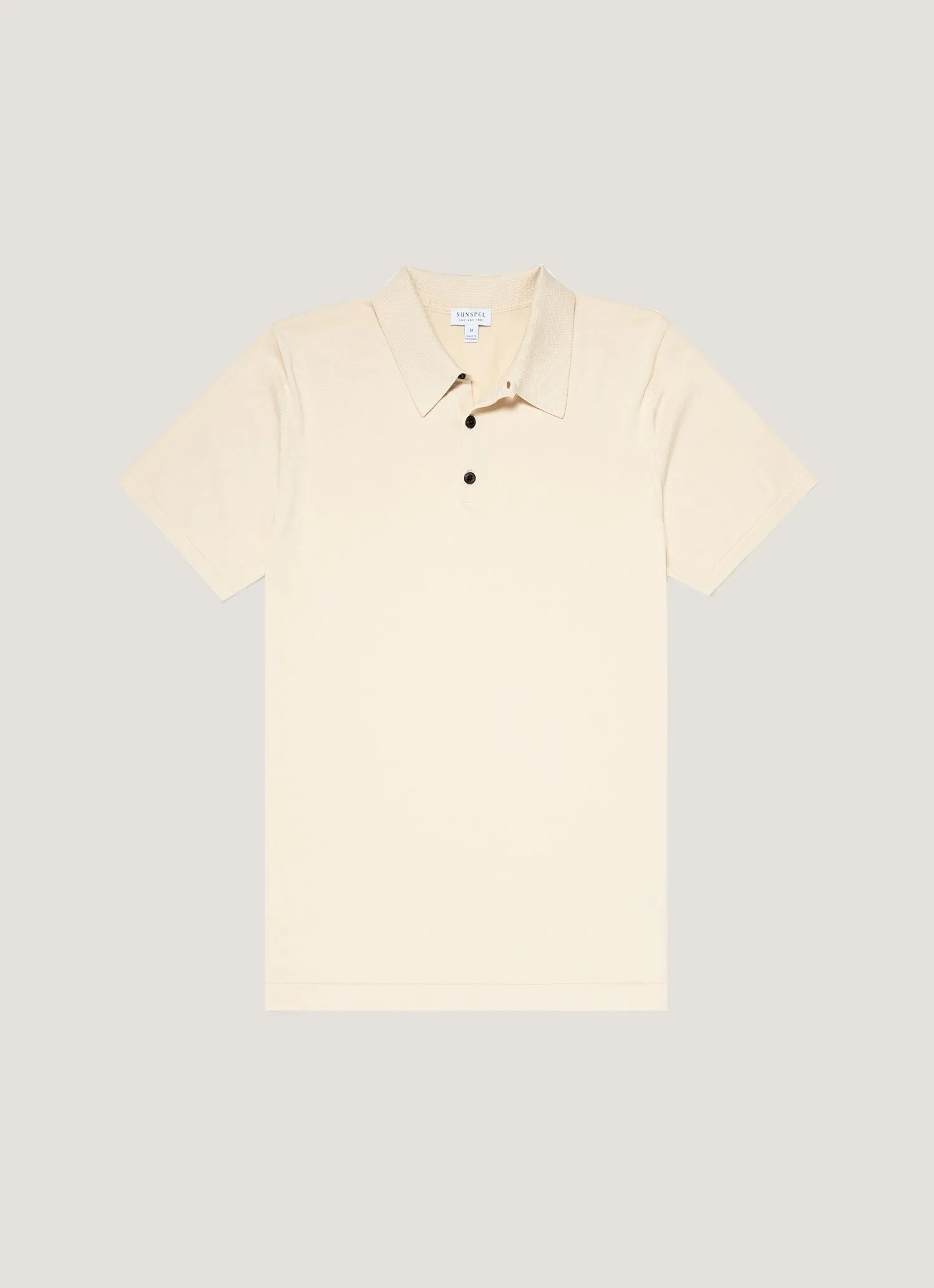 Men's Sea Island Cotton Knit Polo Shirt in Undyed Odor Resistant