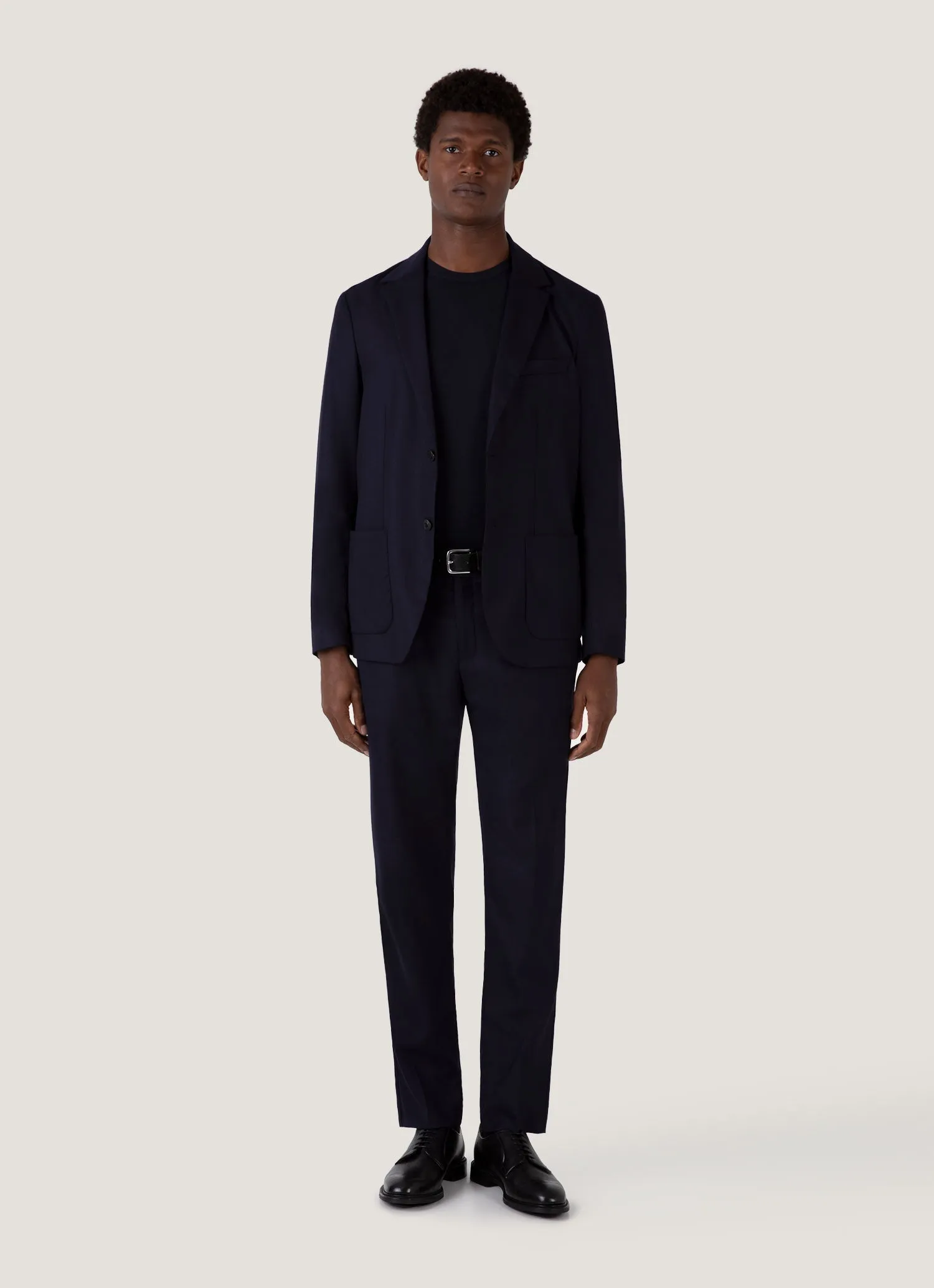 UltraSoftBrushedInterior MinimalistStitching Men's Sea Island Cotton Knit T-shirt in Light Navy