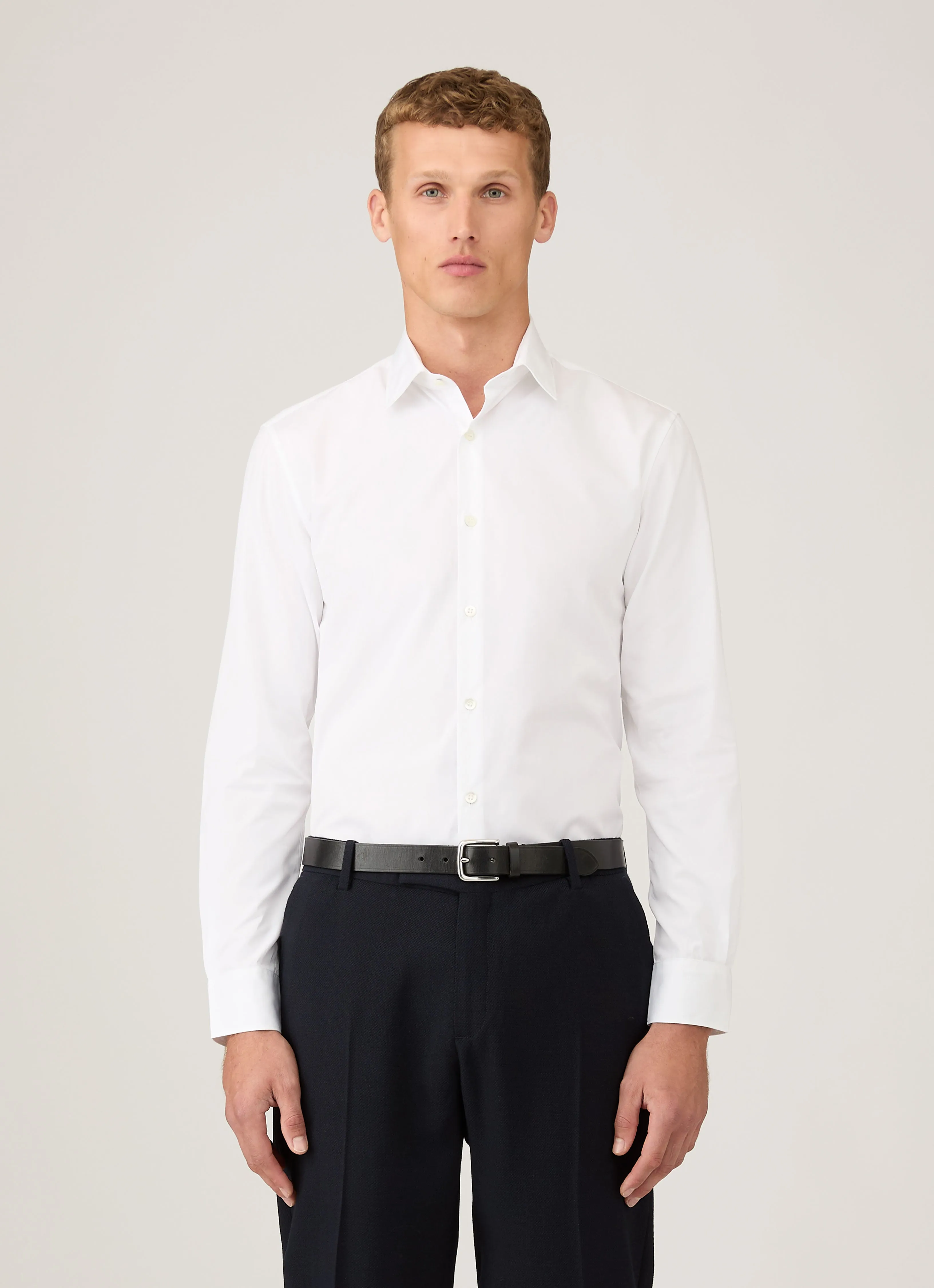 Men's Sea Island Cotton Shirt in White AntiStatic Properties Slim Fit Wear