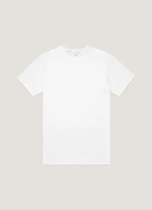Layered Neckline Men's Sea Island Cotton T-shirt in White