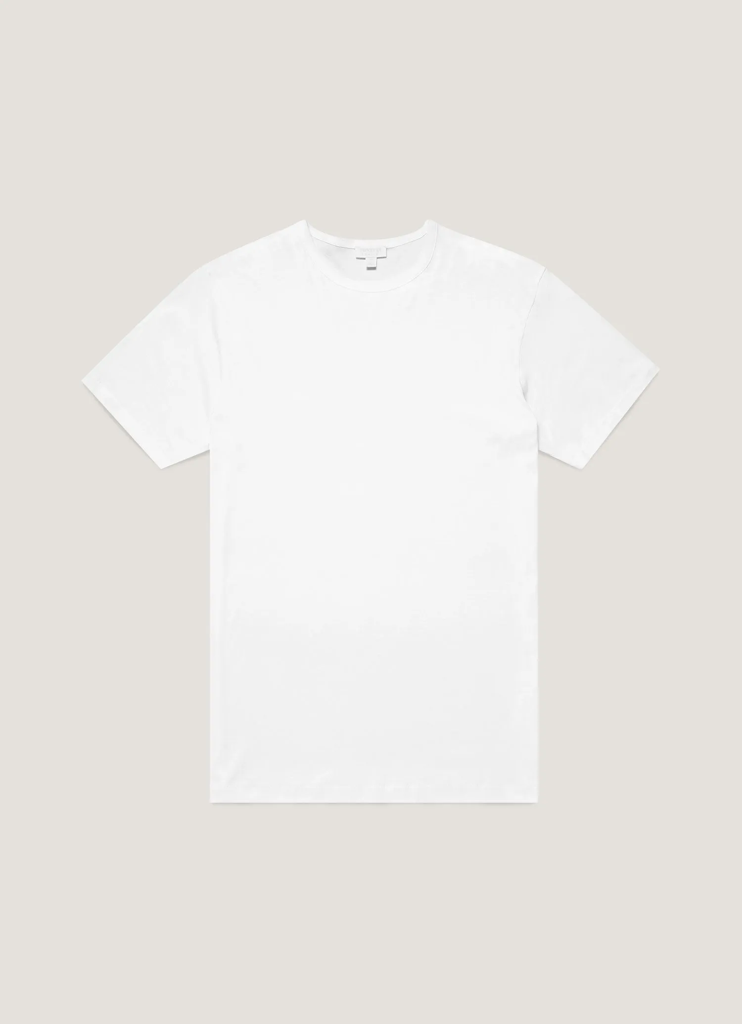 Layered Neckline Men's Sea Island Cotton T-shirt in White