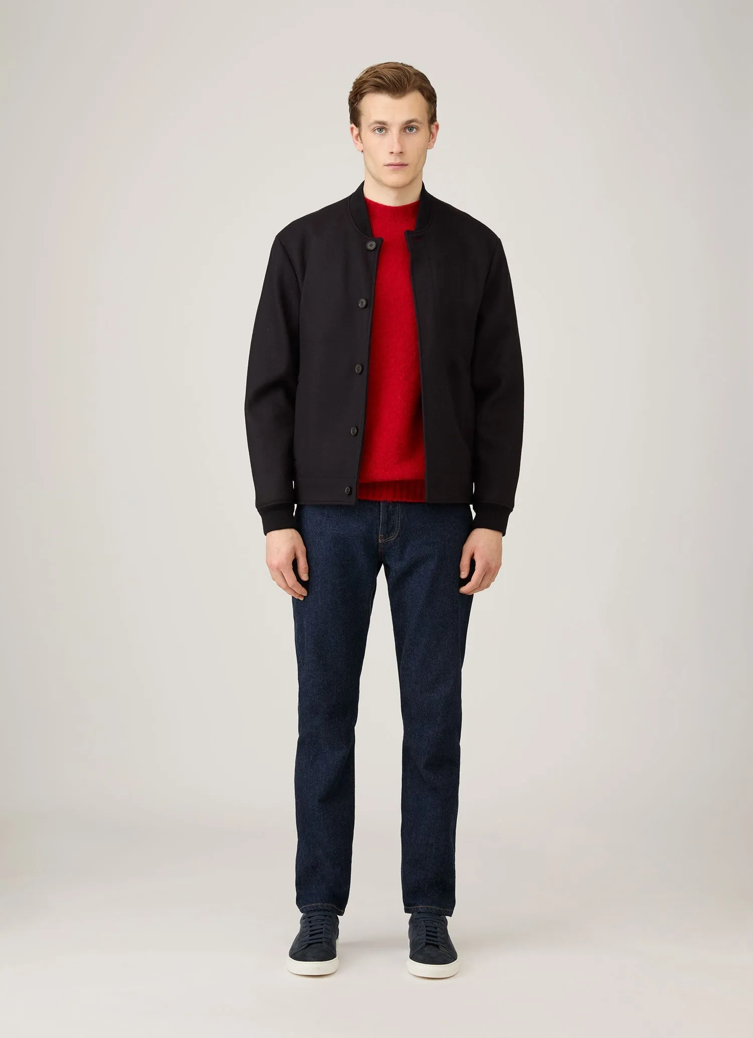 Essential Layer Men's Shetland Crew Neck Jumper in Bright Red