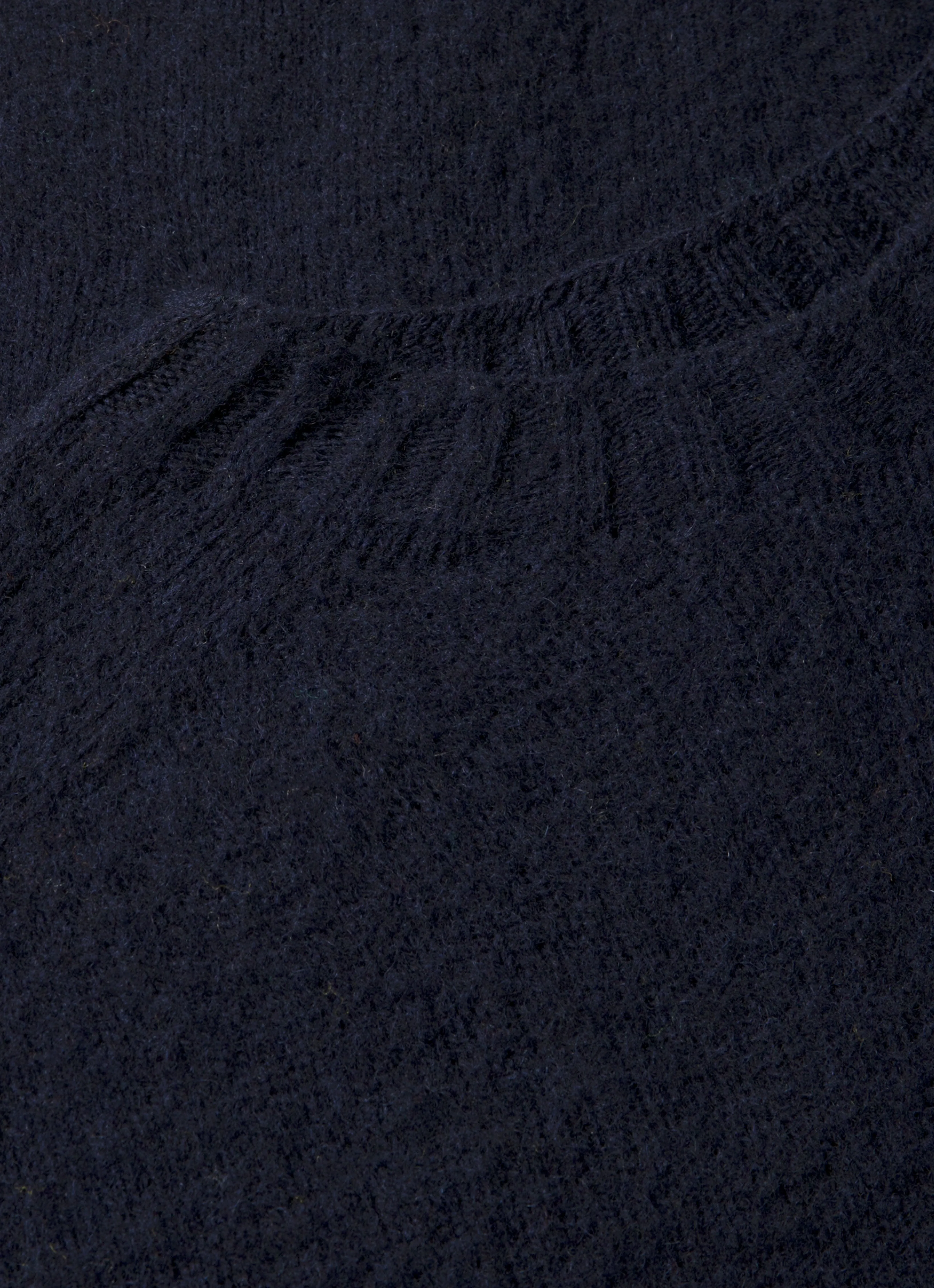 Double Layered Hem Men's Shetland Crew Neck Jumper in Navy