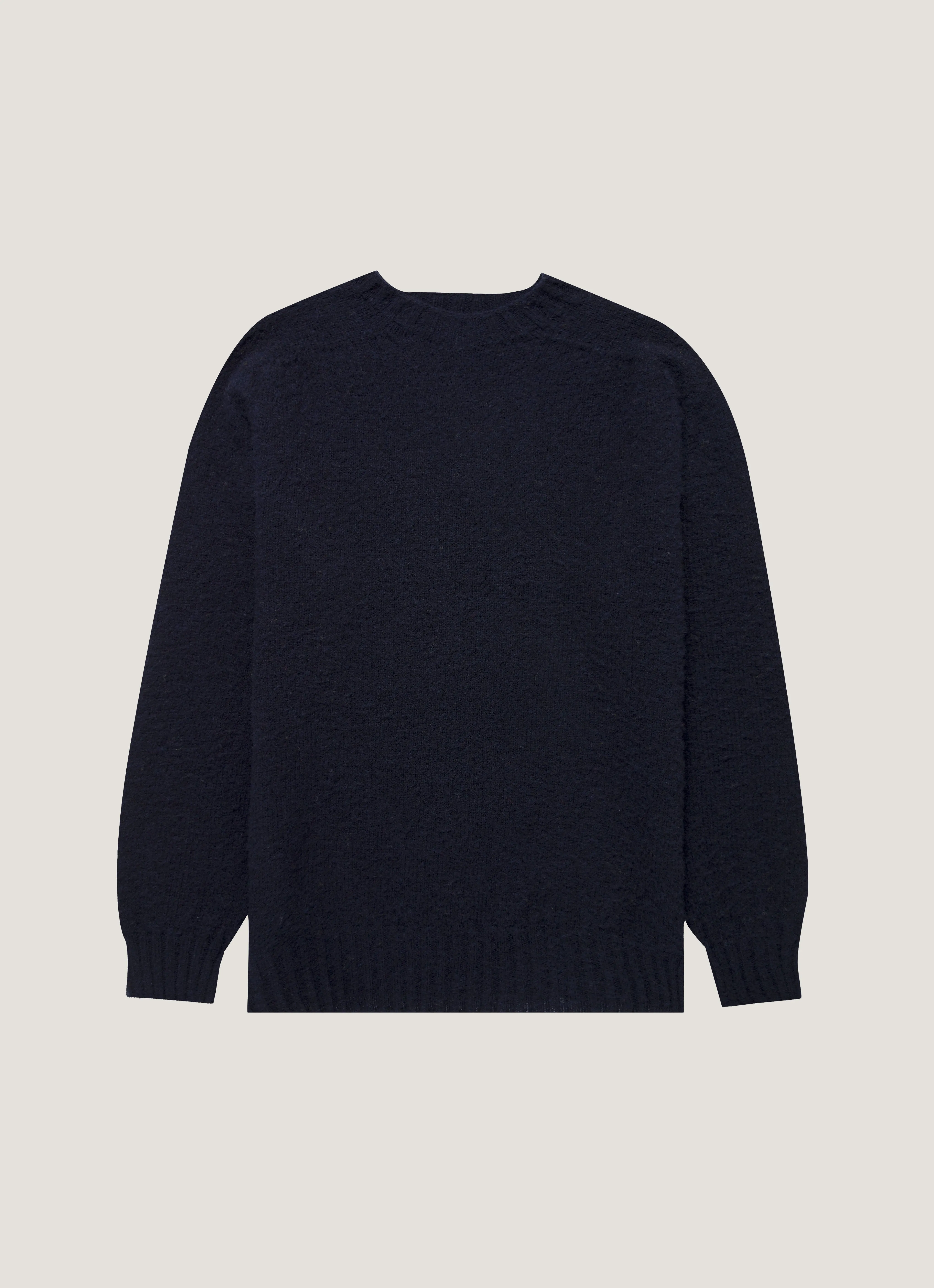 Men's Shetland Crew Neck Jumper in Navy Soft Ribbed Texture