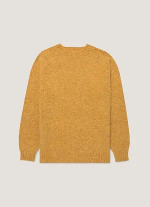 FineGauge Knit Men's Shetland Crew Neck Jumper in Saffron