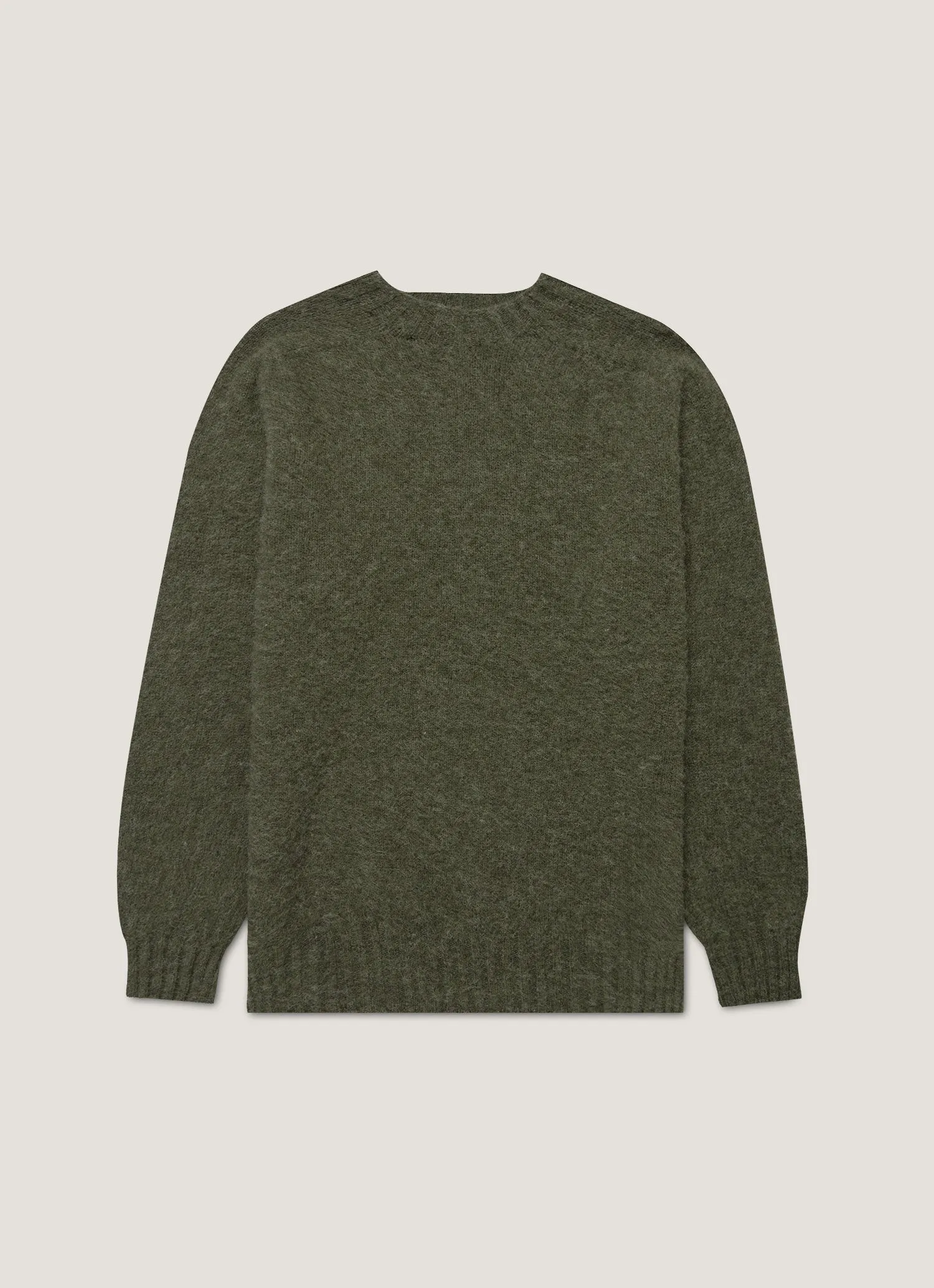 Light Warmth Men's Shetland Crew Neck Jumper in Sea Moss