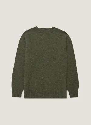 Light Warmth Men's Shetland Crew Neck Jumper in Sea Moss