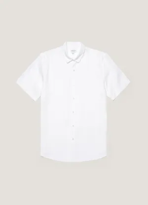 Casual Comfort Wear Men's Short Sleeve Linen Shirt in White