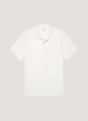 Men's Short Sleeve Textured Jersey Shirt in Ecru OversizedSilhouette