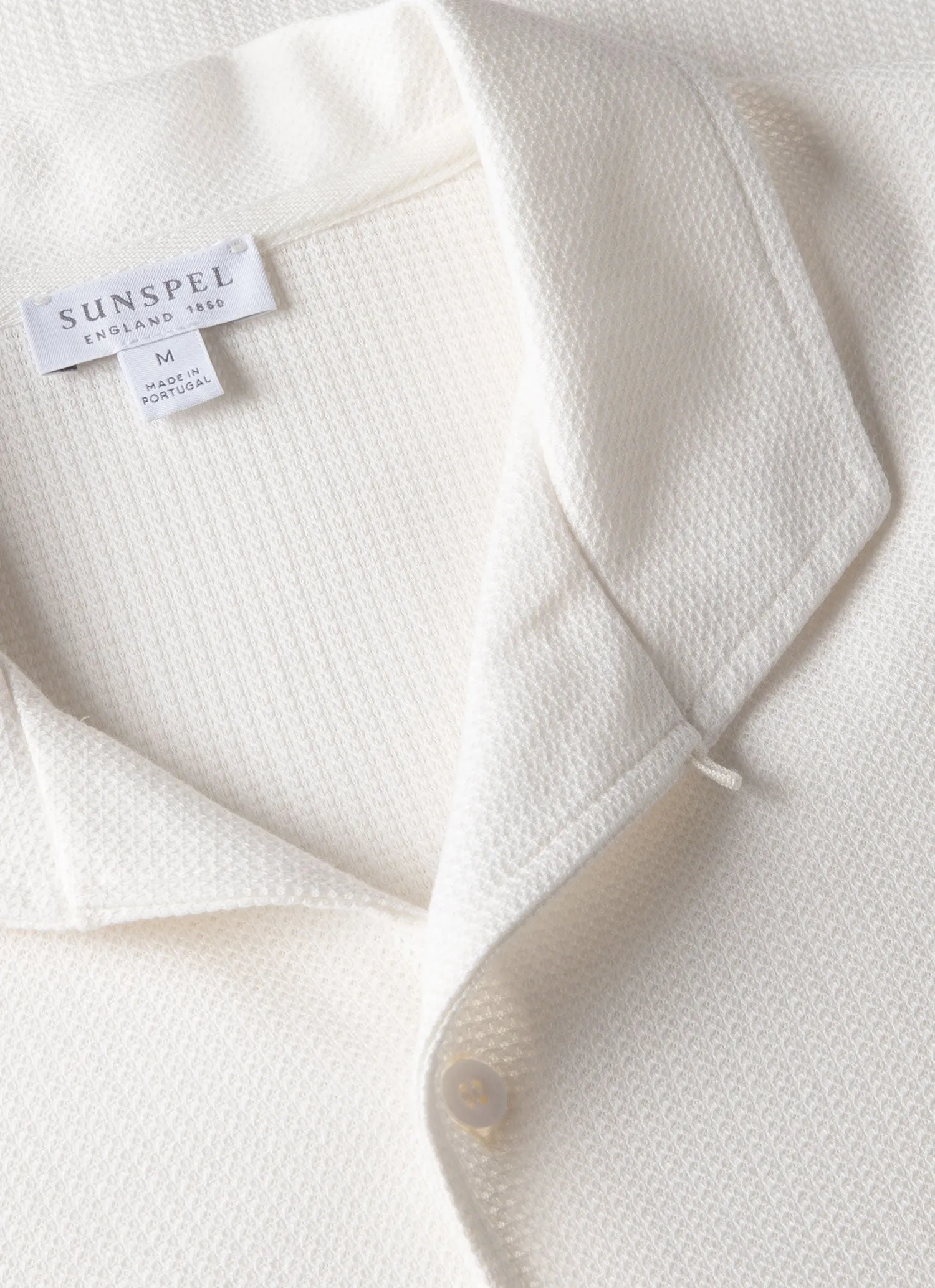 Men's Short Sleeve Textured Jersey Shirt in Ecru Casual Design Fit