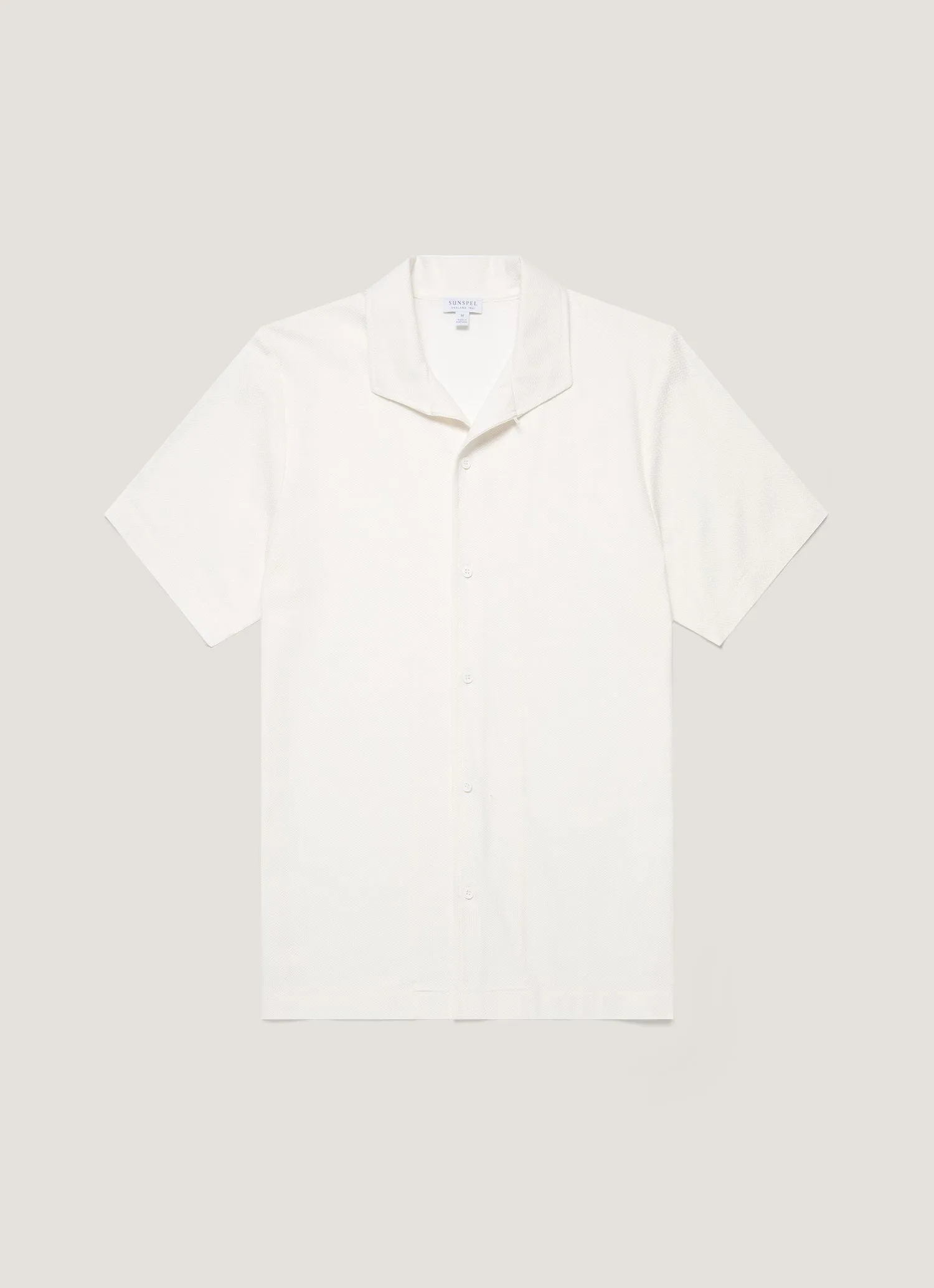 Men's Short Sleeve Textured Jersey Shirt in Ecru OversizedSilhouette