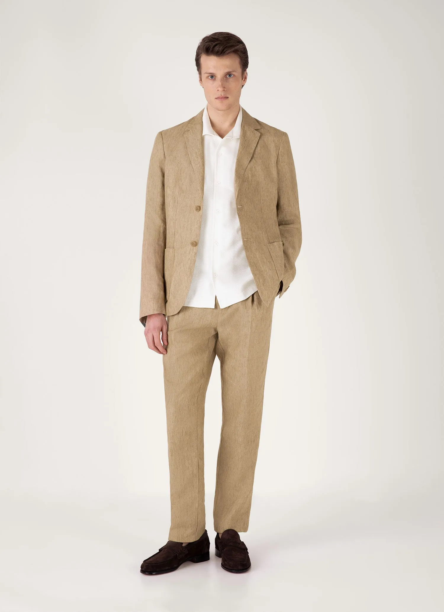 Travel Comfort Style Men's Short Sleeve Textured Jersey Shirt in Ecru