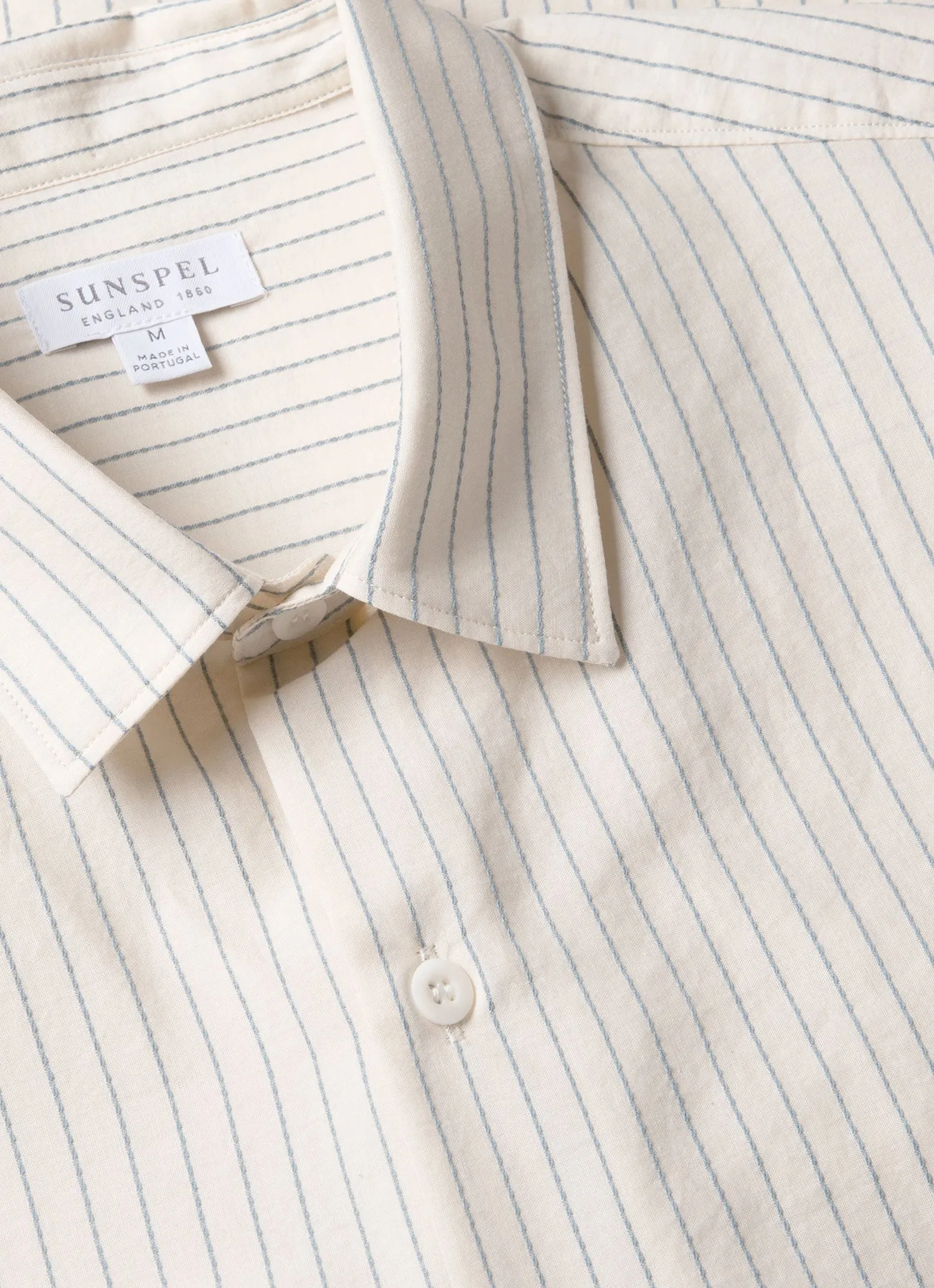 Men's Short Sleeve Vintage Stripe Shirt in Vintage Blue/Ecru Quick Layer