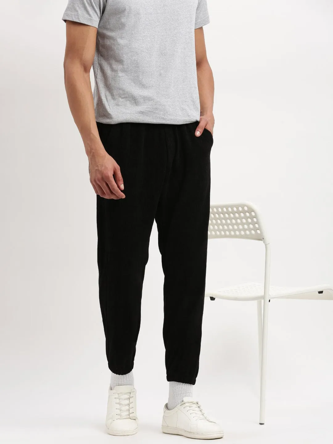 Men's Slim Fit Solid Black Track Pant All-Purpose Comfort