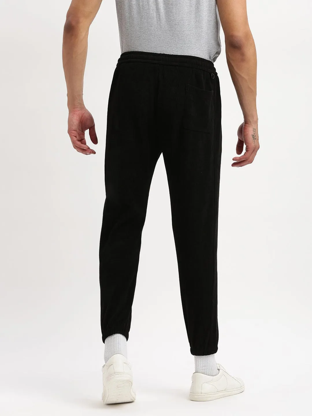 Men's Slim Fit Solid Black Track Pant Fashion Staple RecyclablePackaging