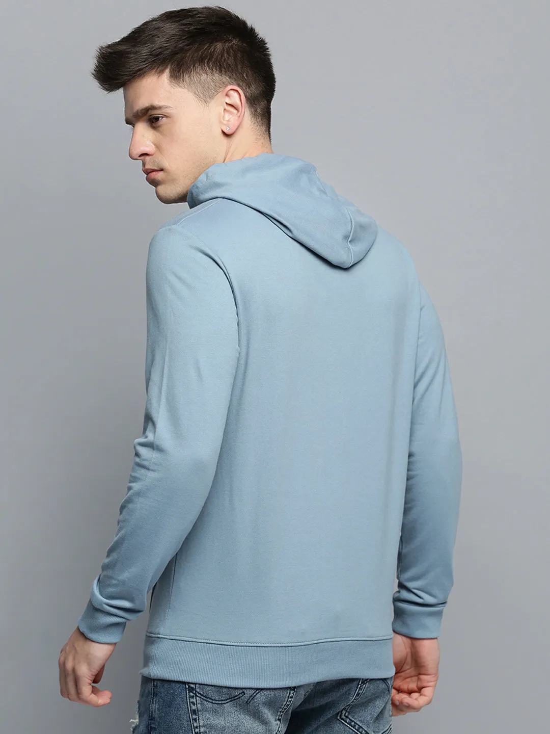 Cozy Warmth Men's Solid Blue Hoodie