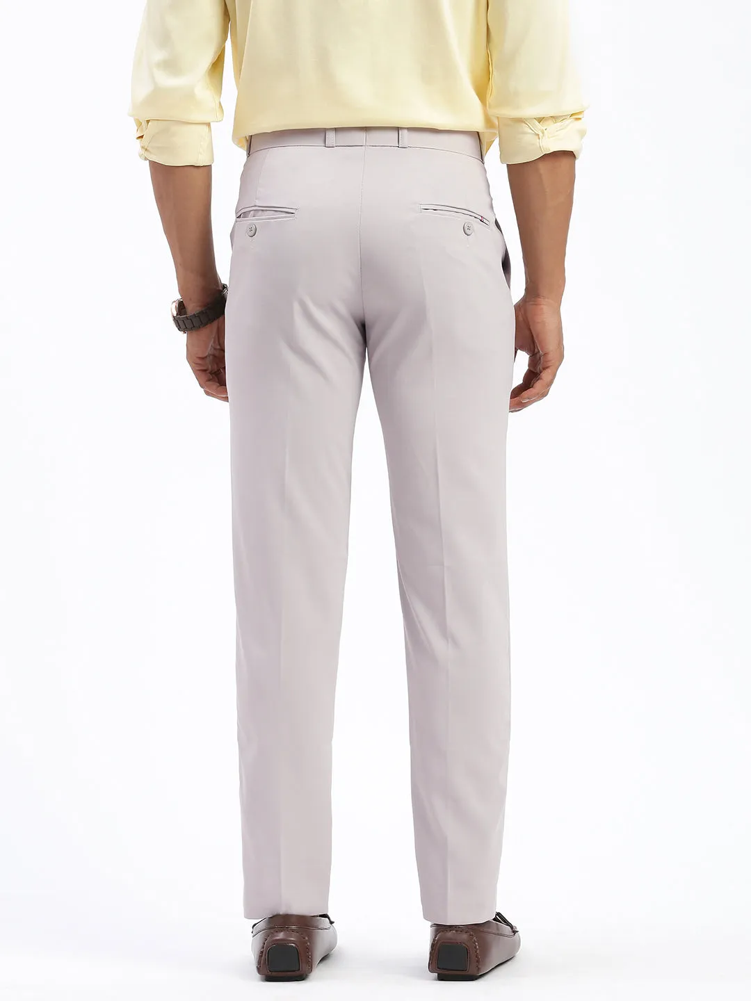 Versatile Layer Men's Solid Grey Formal Trousers