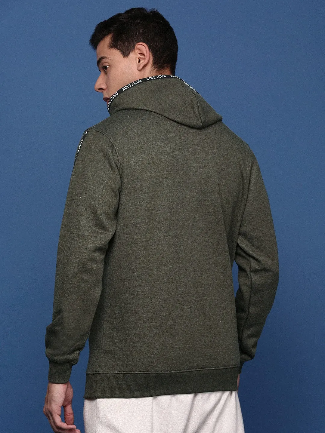Men's Solid Olive Hoodie Active Wear