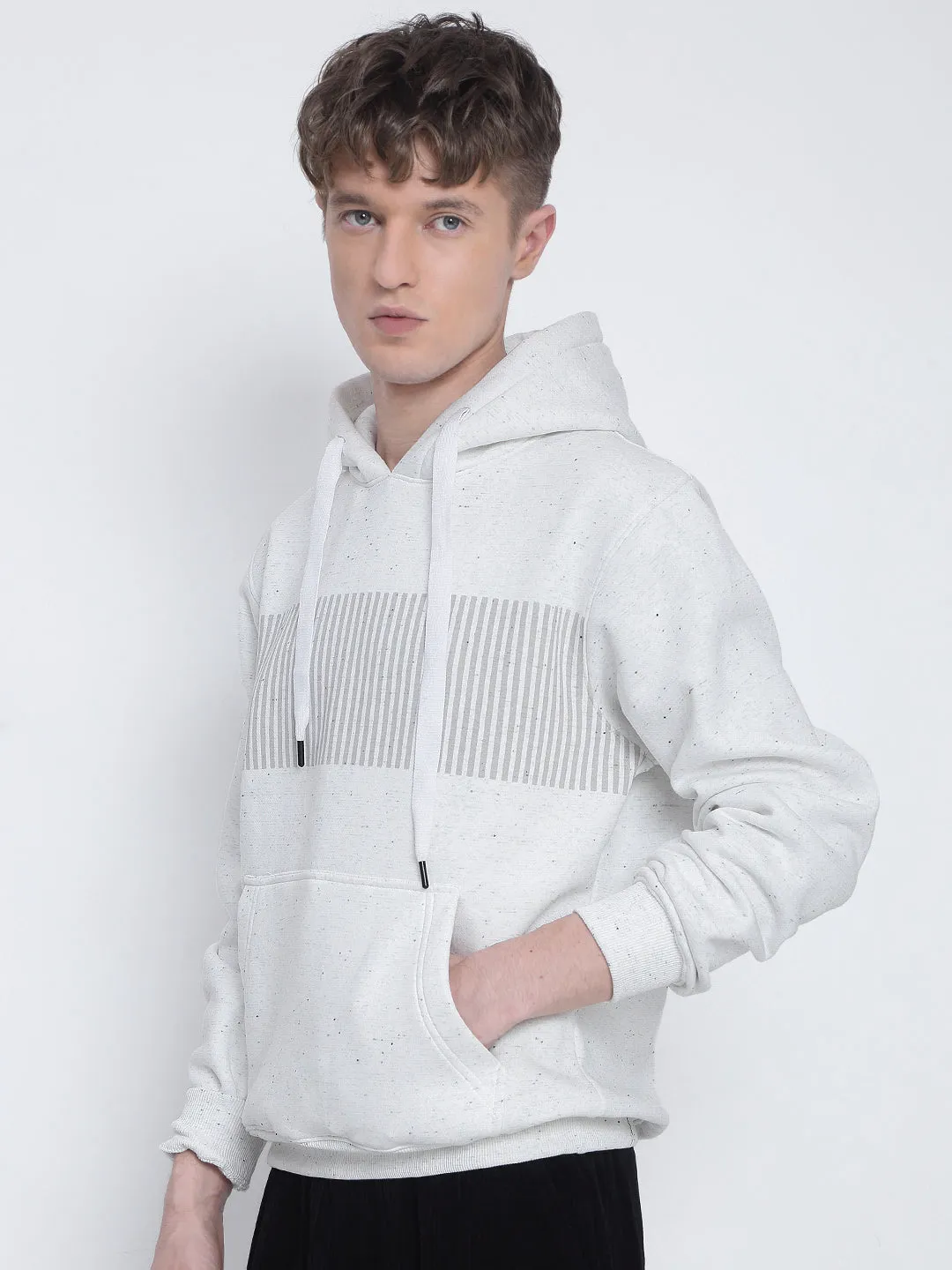 product budget friendly Men's Striped White Hoodie