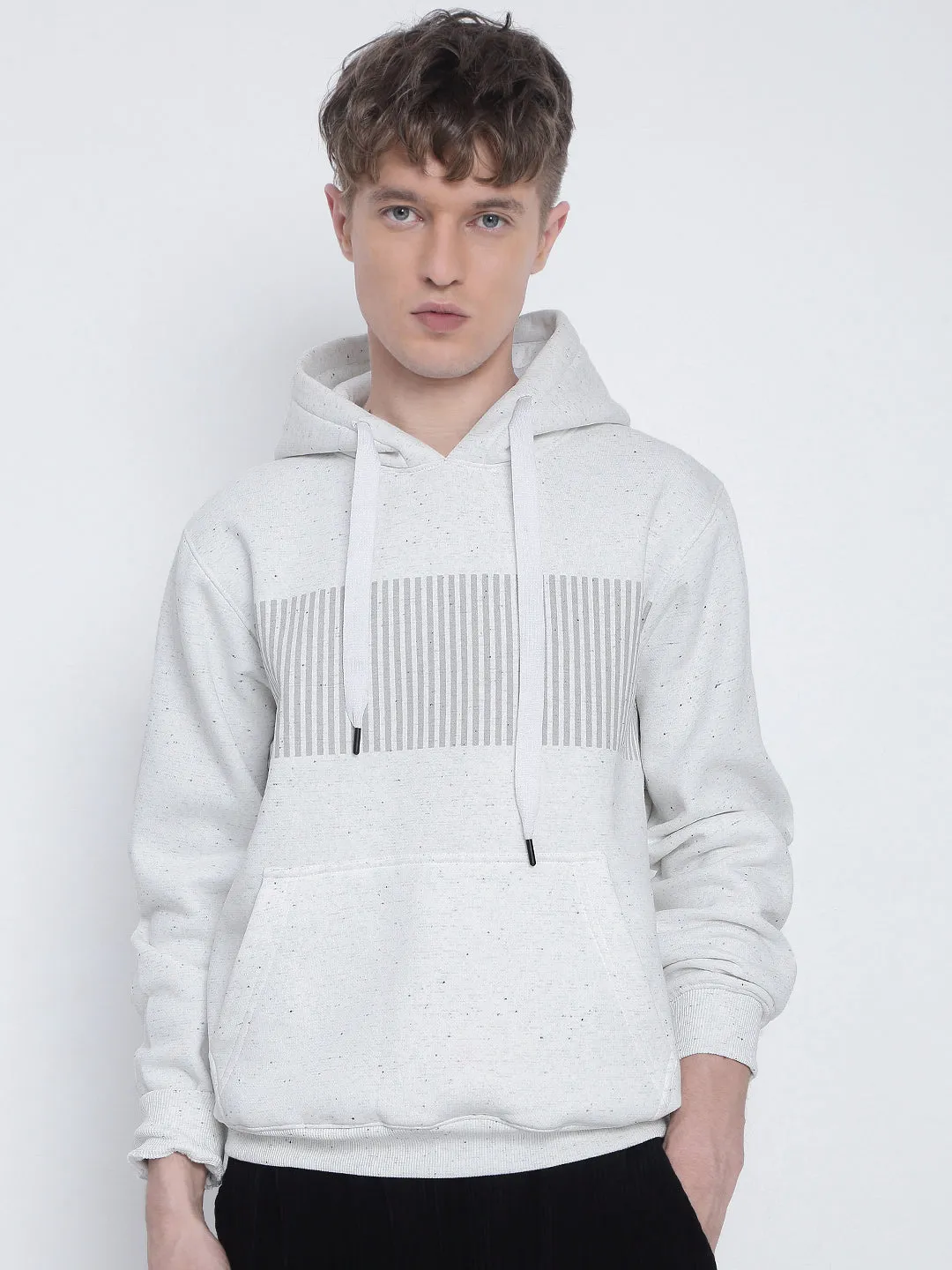 Men's Striped White Hoodie Classic Bold hot weather wear