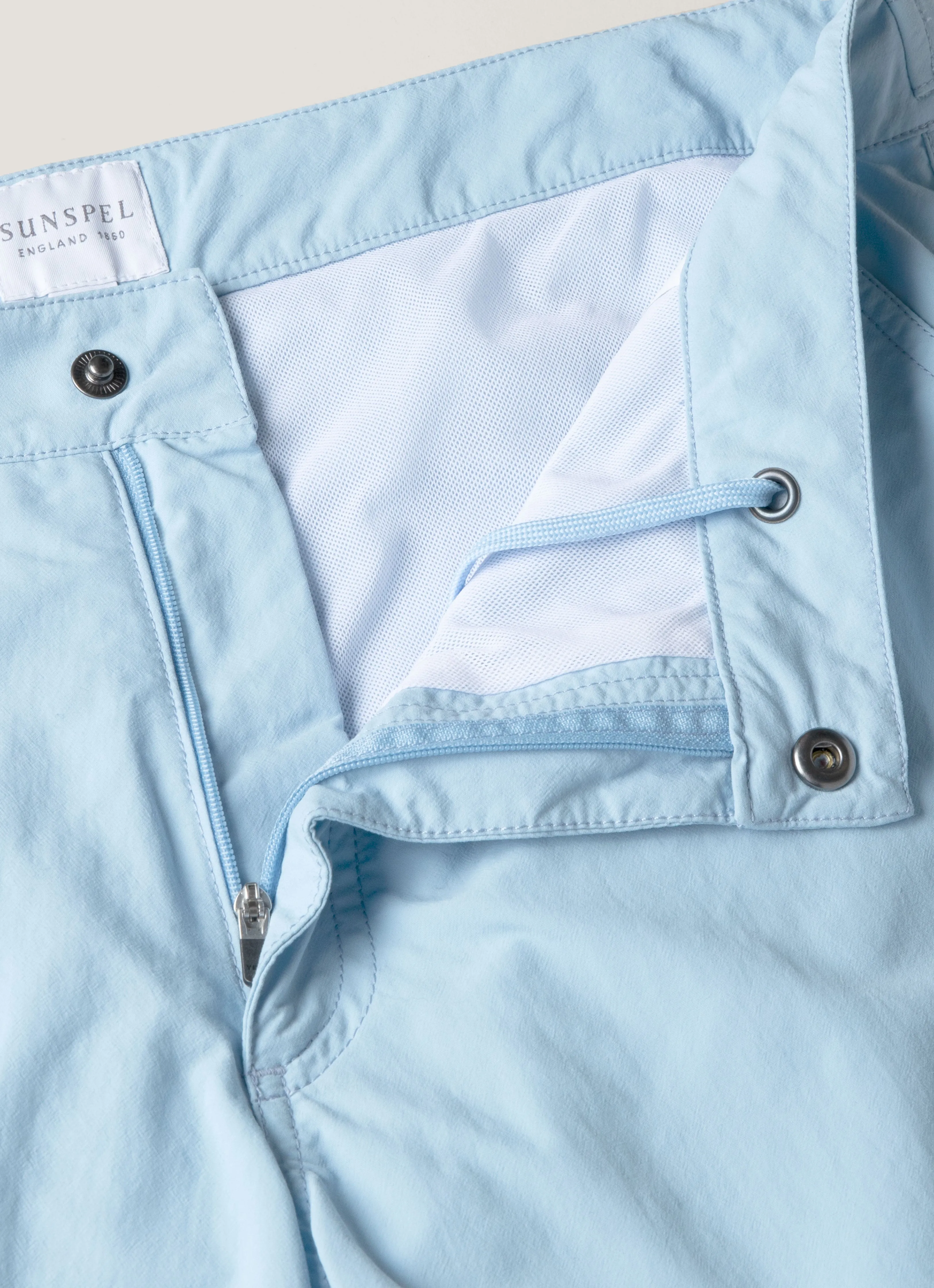 Men's Tailored Swim Short in Light Blue Color Variety Quick Release Buckle