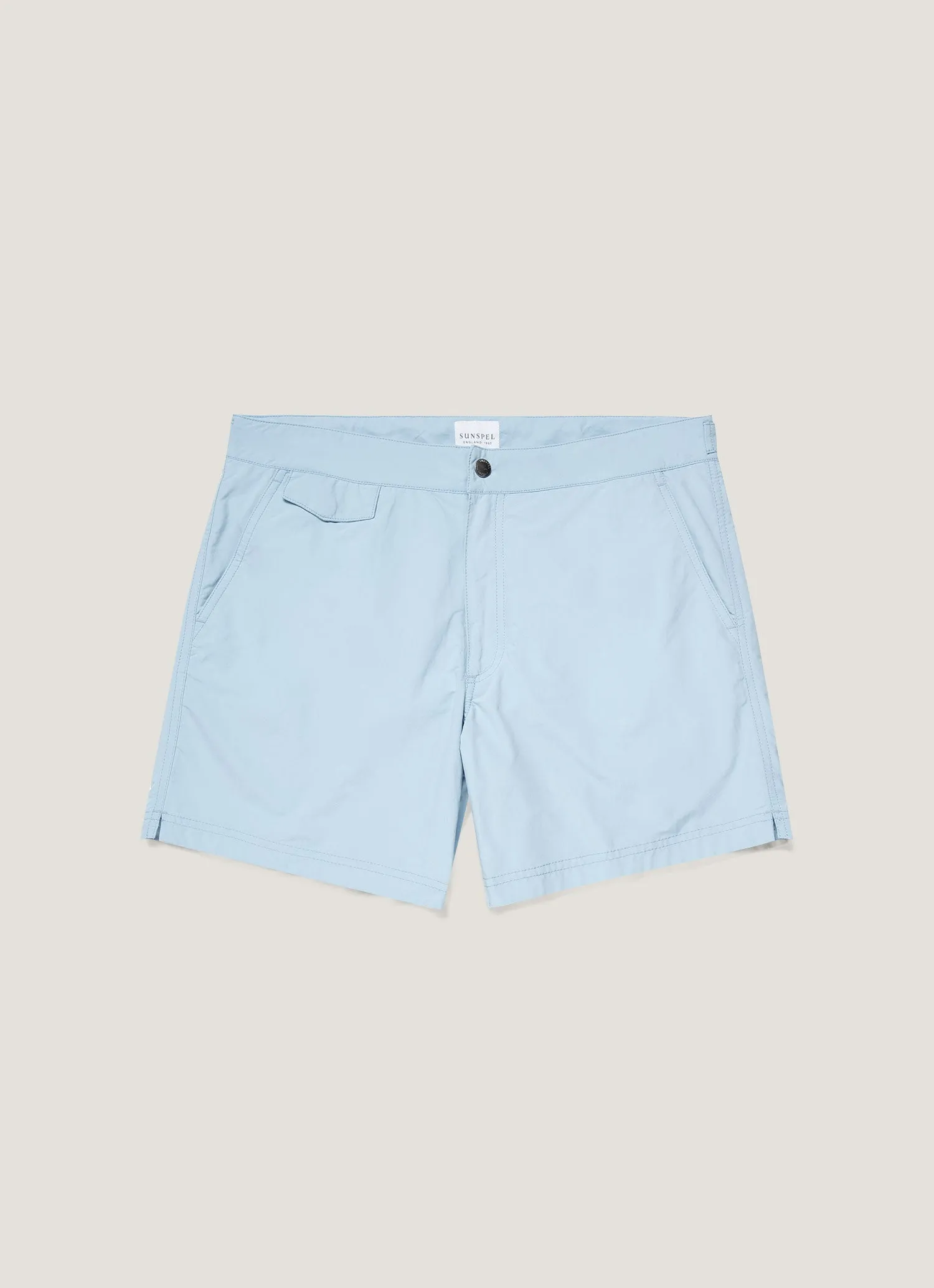 AbrasionResistant Zero Bulk Packaging Men's Tailored Swim Short in Light Blue