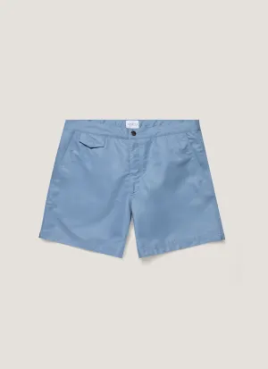 Men's Tailored Swim Shorts in Vintage Blue Chill Vibes Fit Back pockets