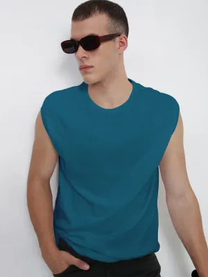 Lightweight Vest Men's Teal Round Neck Regular Fit Sleeveless T-Shirt