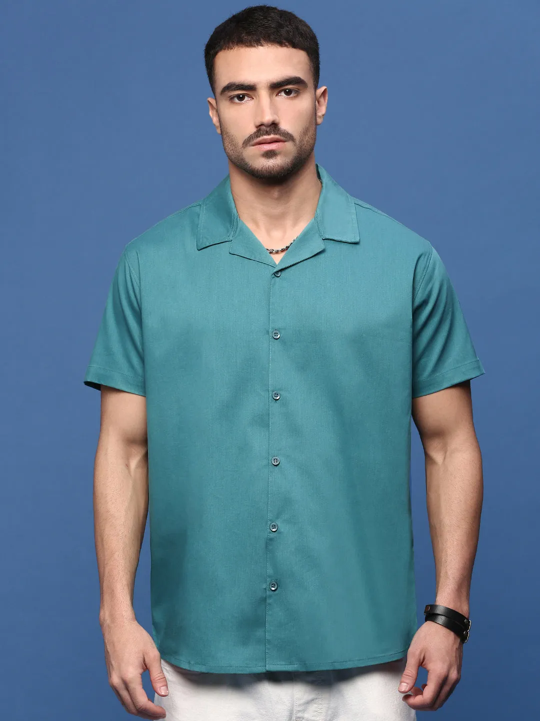 Sustainable production Mountain Cool Men's Teal Standard Opaque Casual Shirt