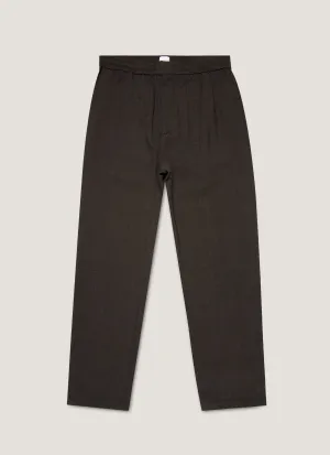 SoftLining Breathable Waist Men's Textured Wool Drawstring Trouser in Truffle