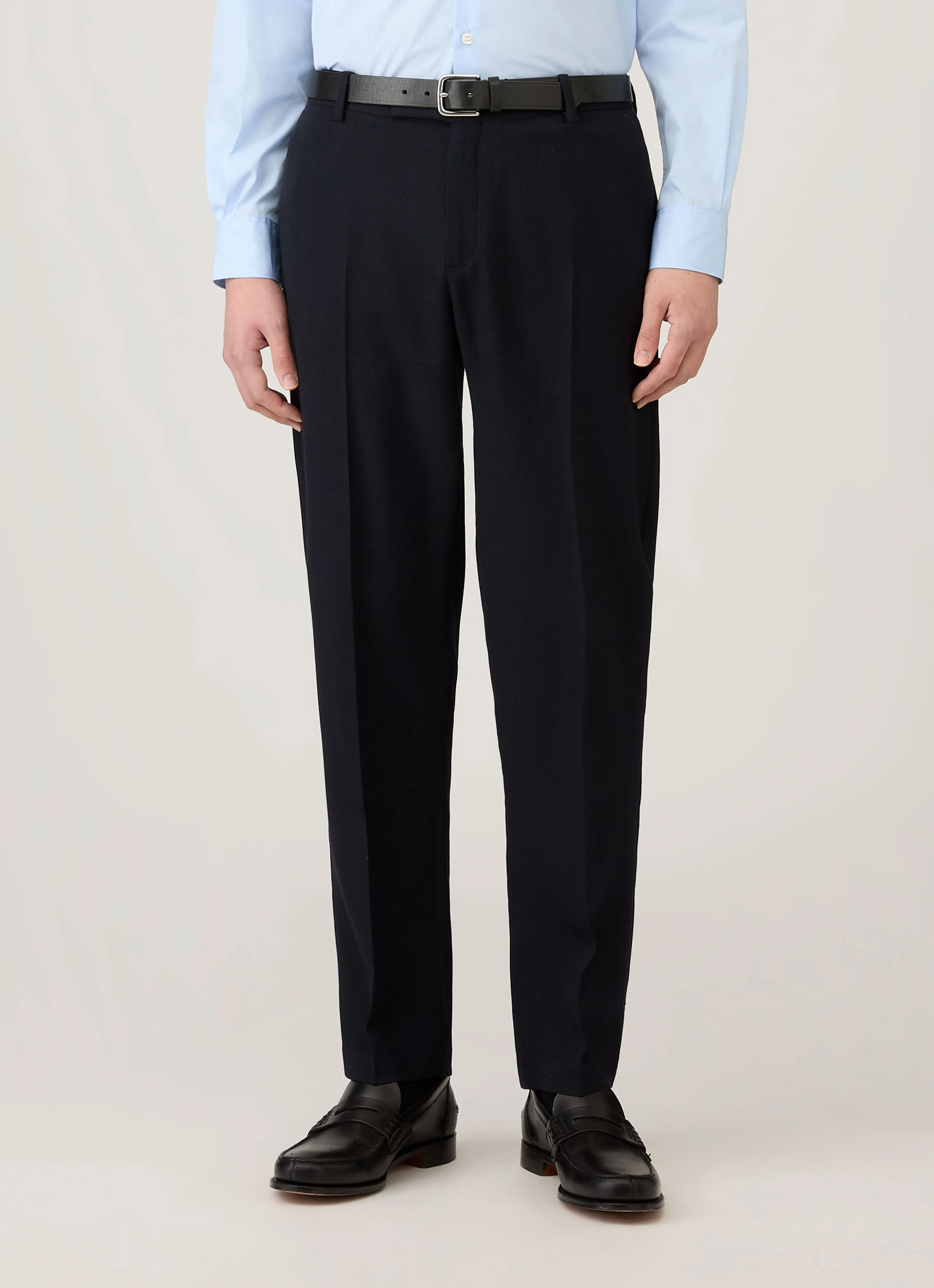 Men's Textured Wool Trouser in Navy Soft Finish OdorResistantFinish