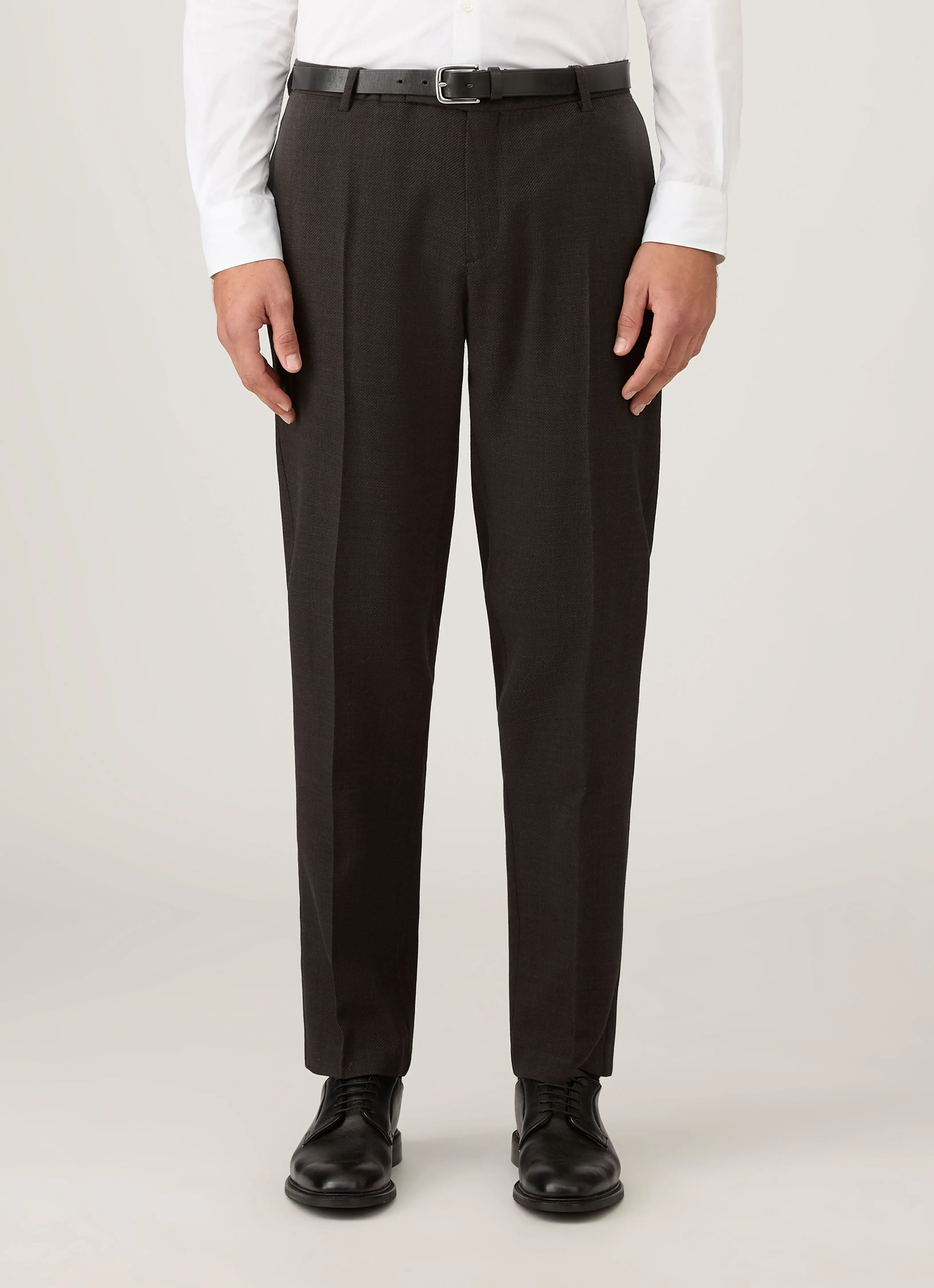 Men's Textured Wool Trouser in Truffle NonSlipGrip