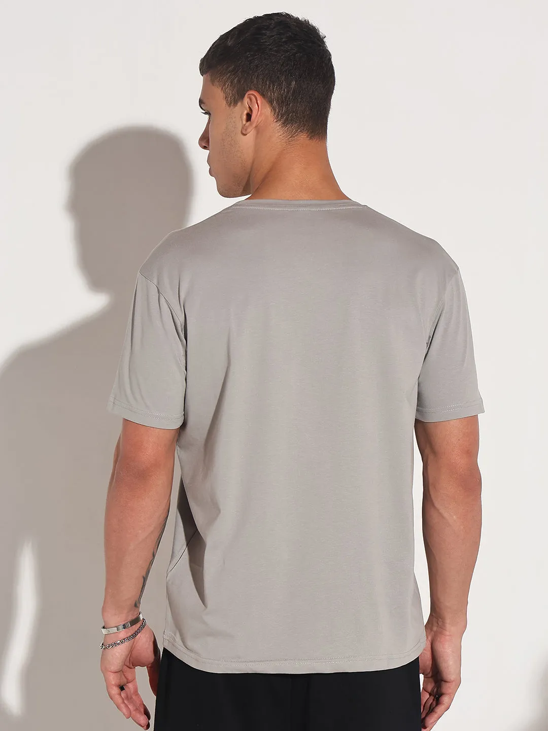 Men's Typography Grey Round Neck Regular Fit T-Shirt SmoothFinish