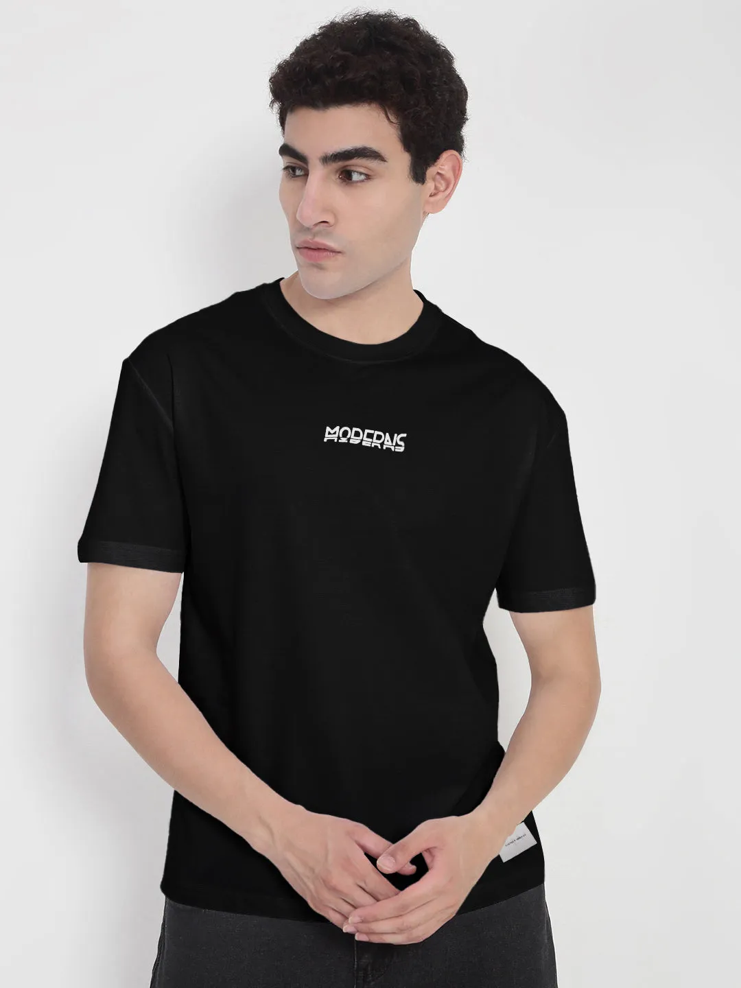 Men's Typography Printed Black Regular Fit T-Shirt Lightweight Fabric