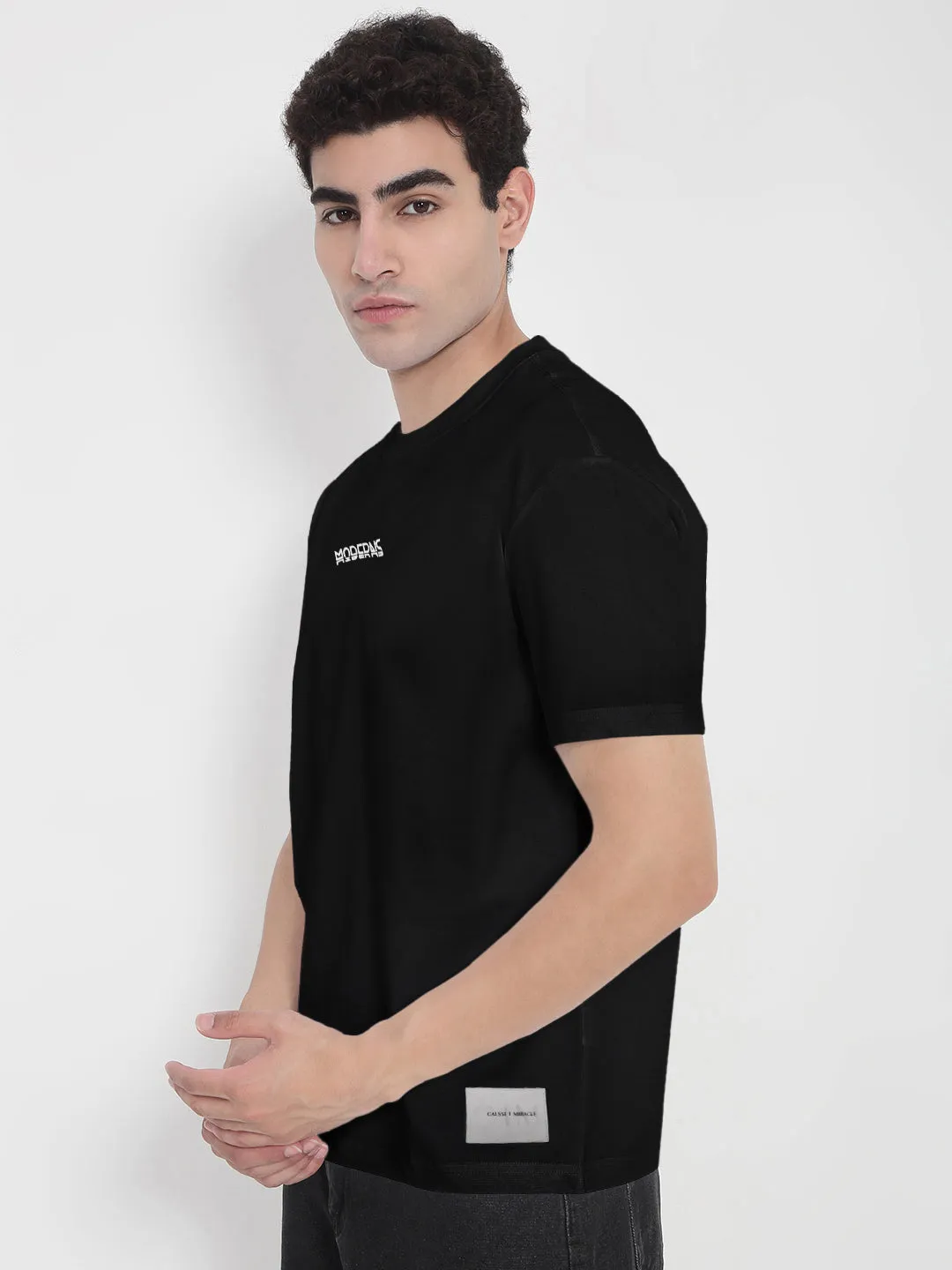 Wind Glow Men's Typography Printed Black Regular Fit T-Shirt