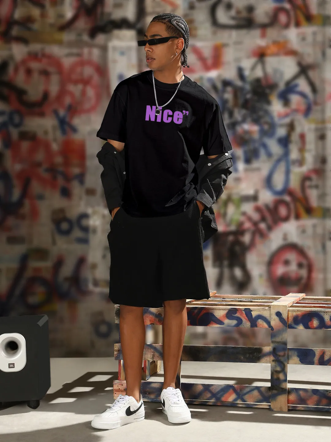 Cool Glow Men's Typography Printed Black Regular Fit T-Shirt