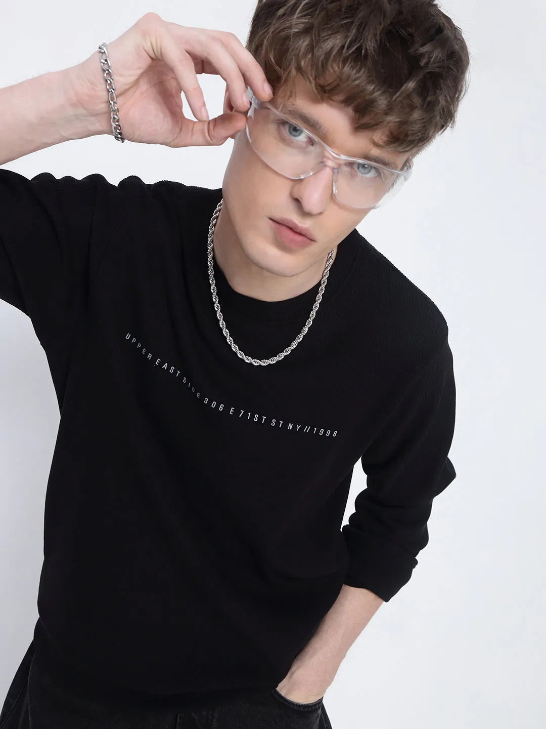 Men's Typography Printed Black Sweatshirt product customer retention