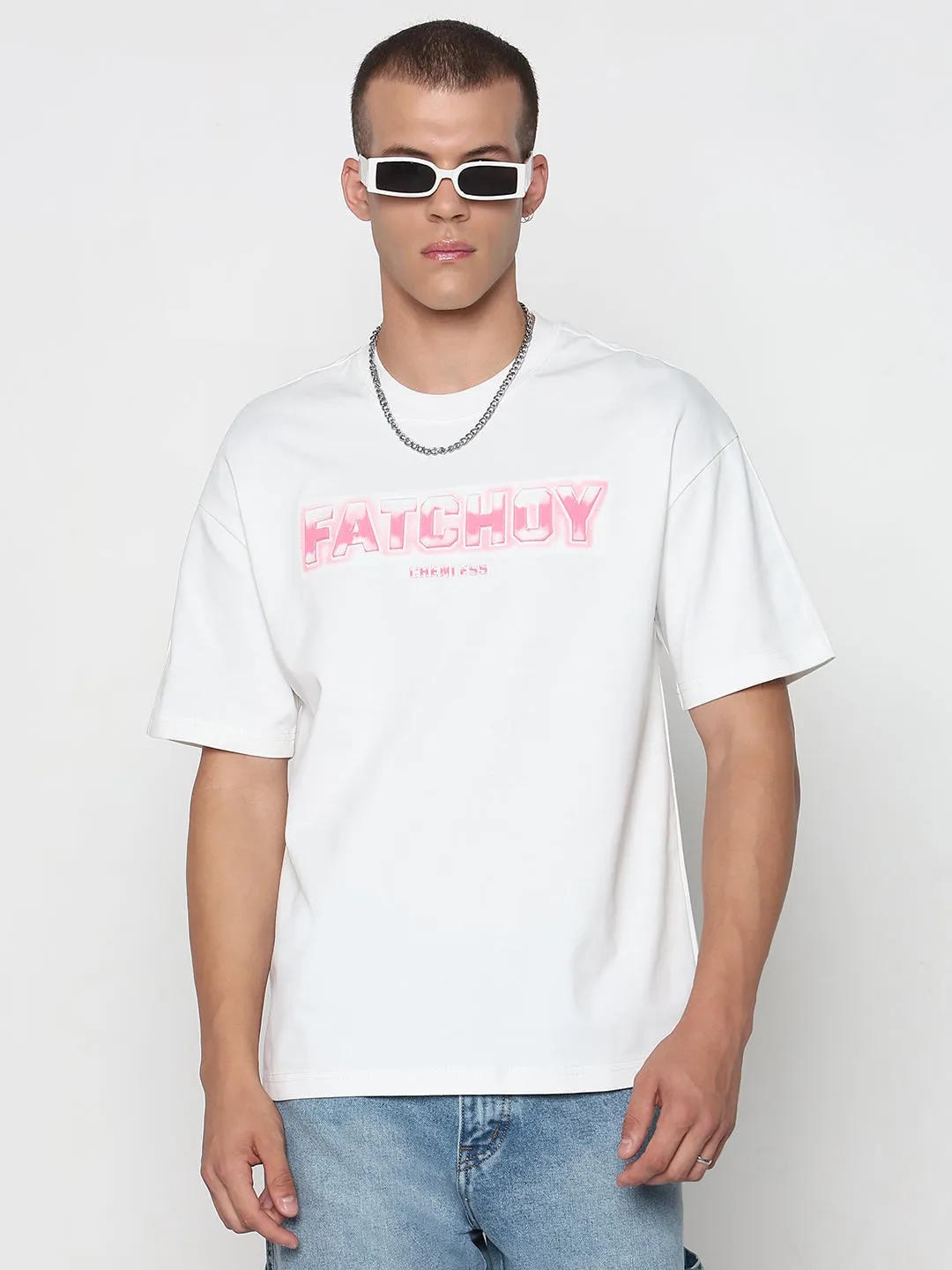 Men's Typography Printed White Regular Fit T-Shirt Calm Core