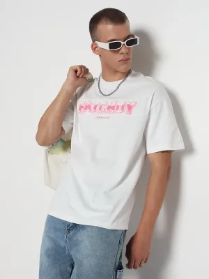 Elegant Dress Men's Typography Printed White Regular Fit T-Shirt