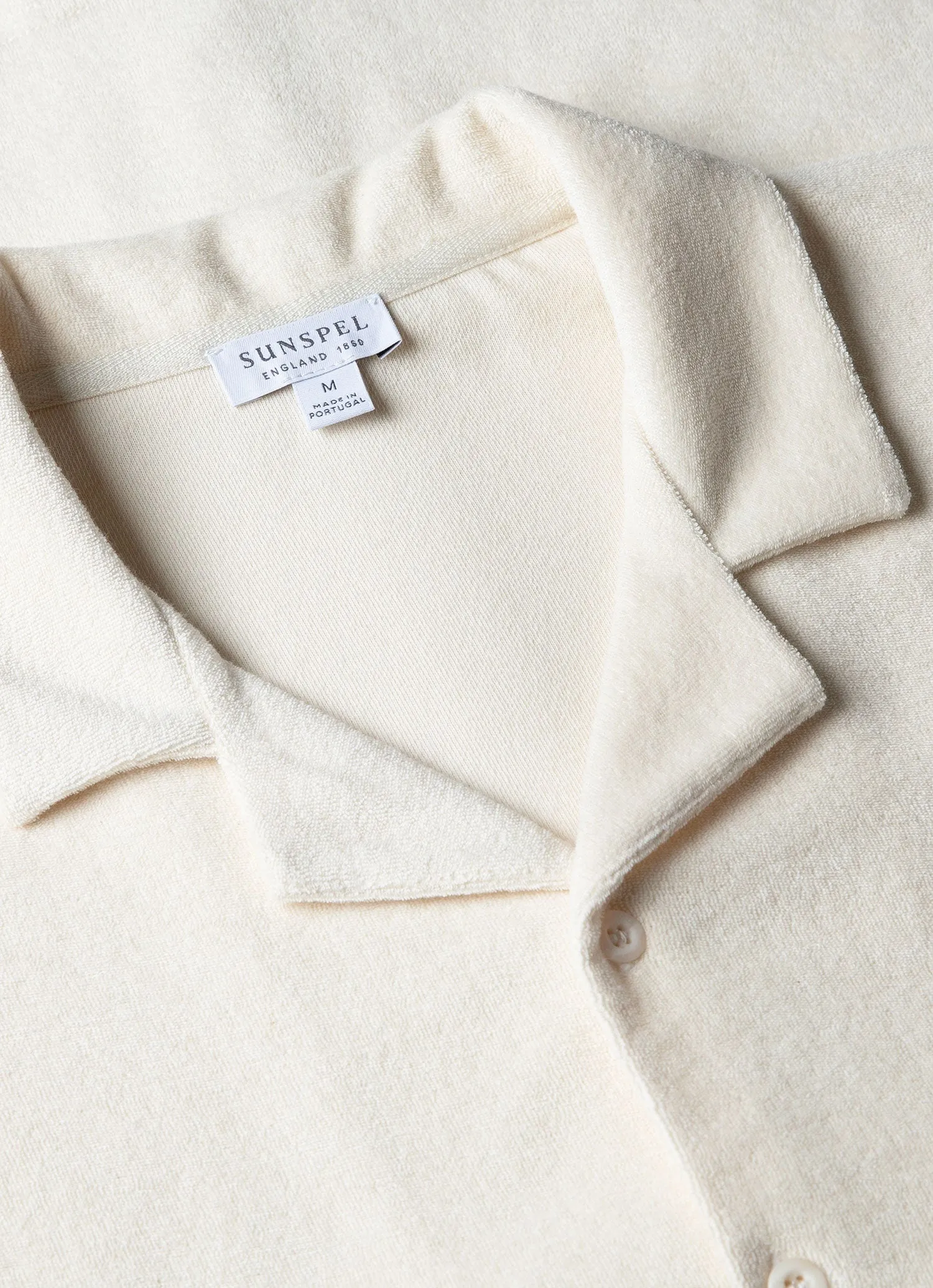 Men's Undyed Towelling Camp Collar Shirt in Undyed Thermoregulating Fabric Heathered Fabric