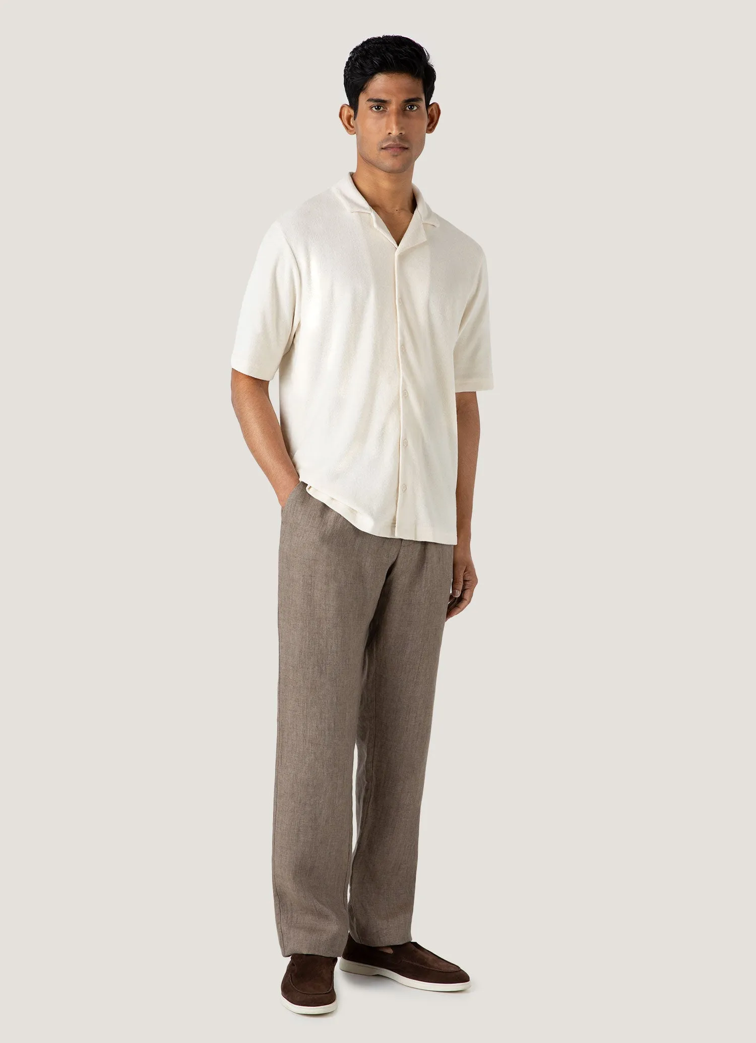 Soft & Smooth Men's Undyed Towelling Camp Collar Shirt in Undyed