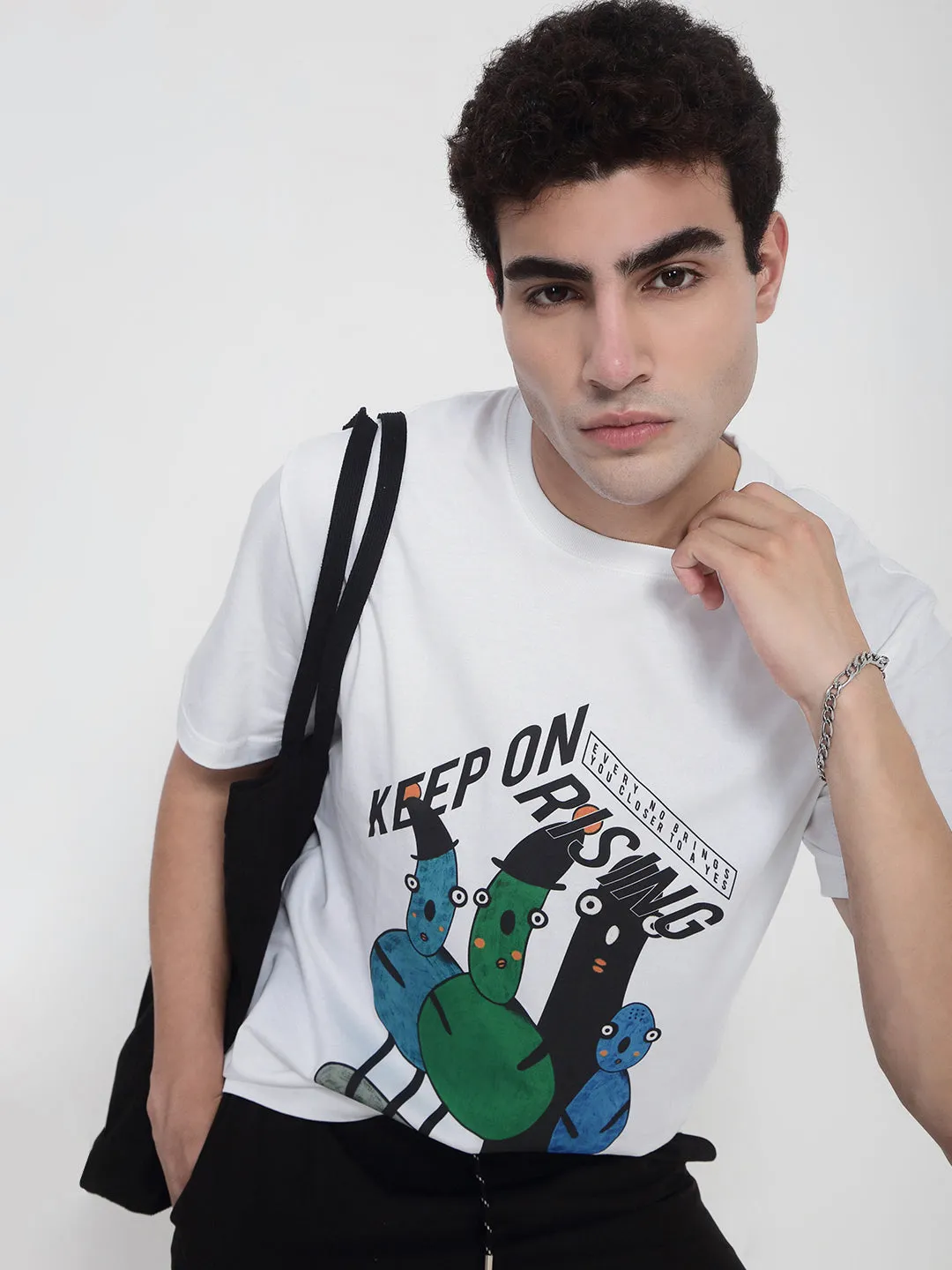 Men's White Graphic Printed Regular Fit T-Shirt Smart Skirt Lightweight insulation