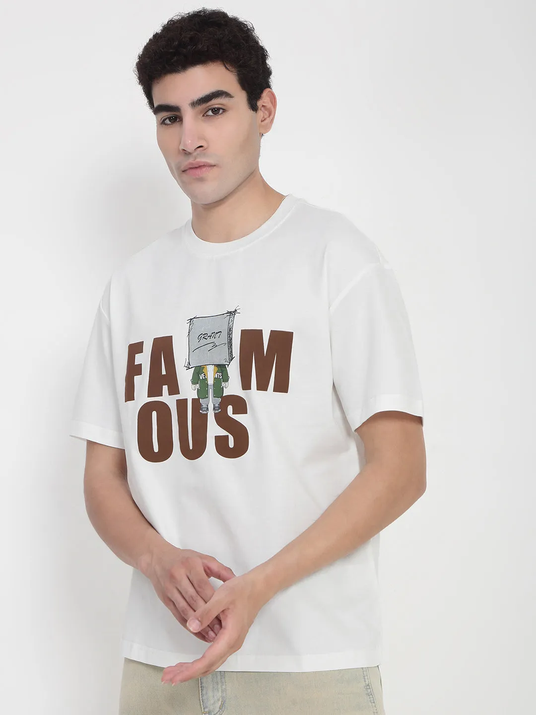 HeavyDuty Zipper Ski Core Men's White Graphic Printed T-Shirt